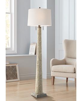 White Ivory Possini Euro Design Contemporary Floor Lamps