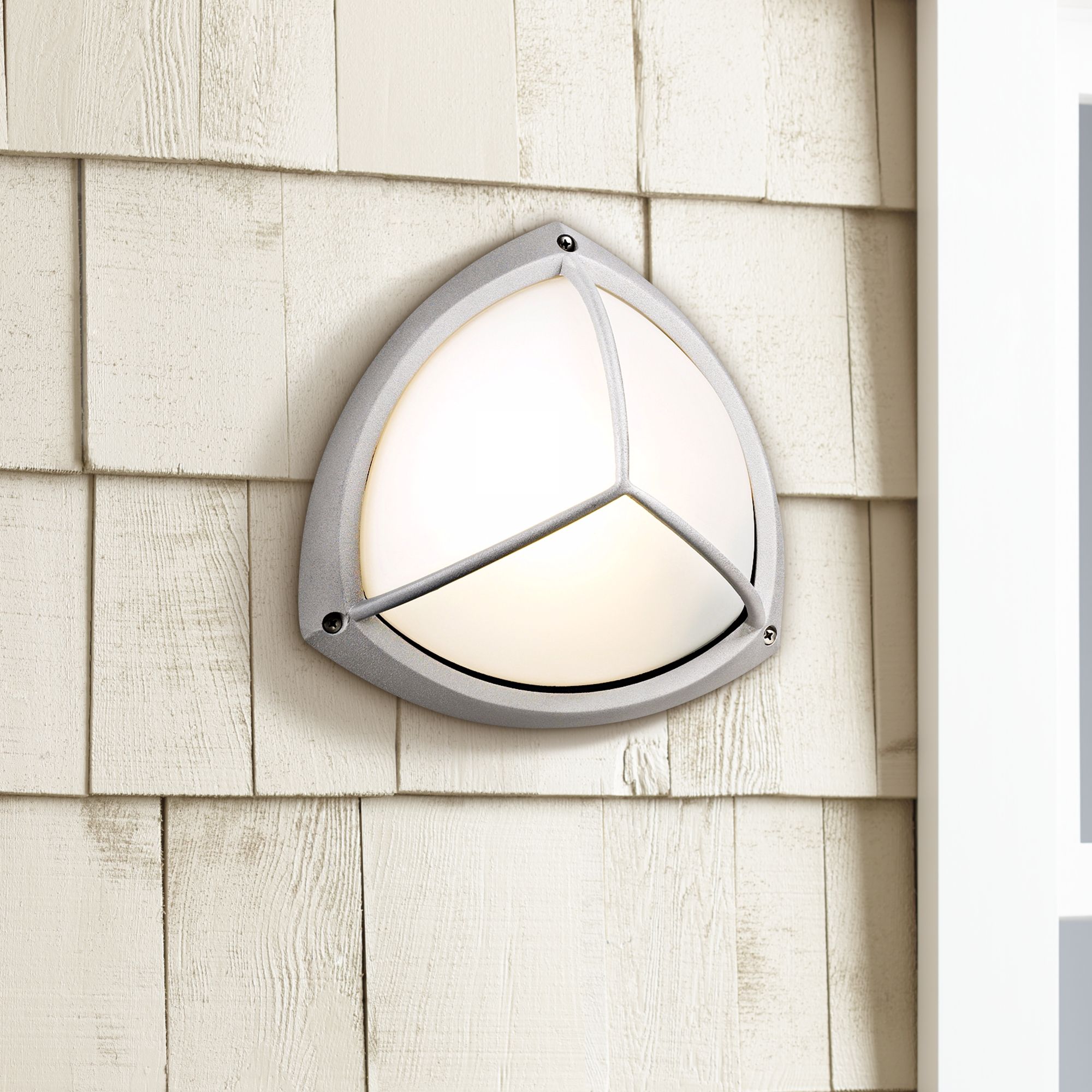 PLC Silver Finish 10" Wide Ceiling or Wall Outdoor Light