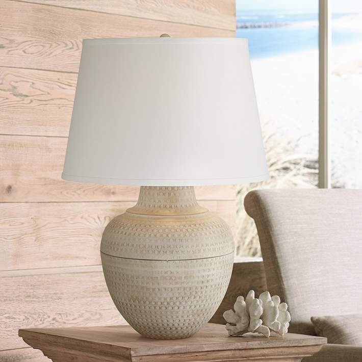Brighton Hammered Pot Beige Finish, Rustic Farmhouse Style Table Lamps