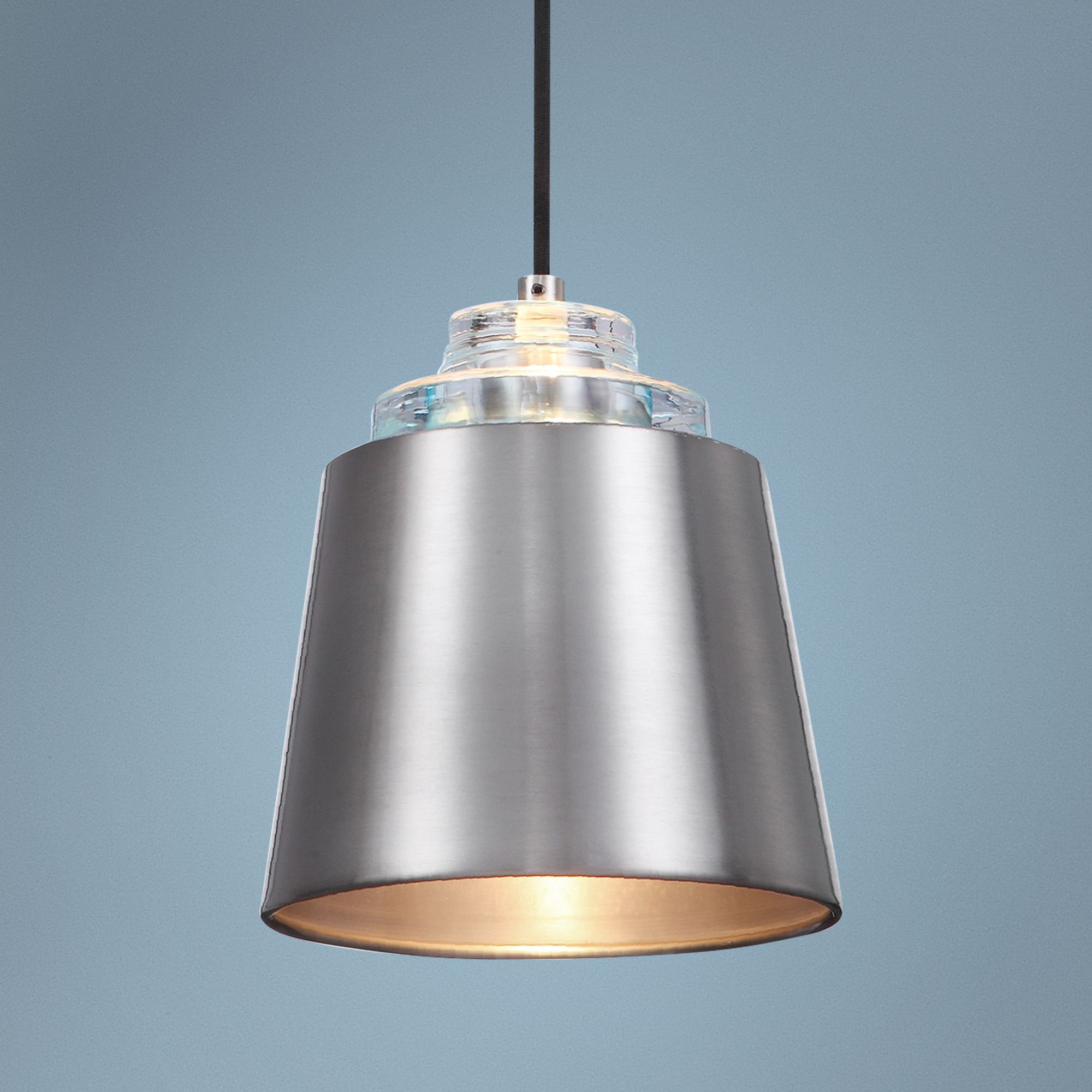 Pratt 9" Wide Brushed Nickel Metal Mini Pendant Light