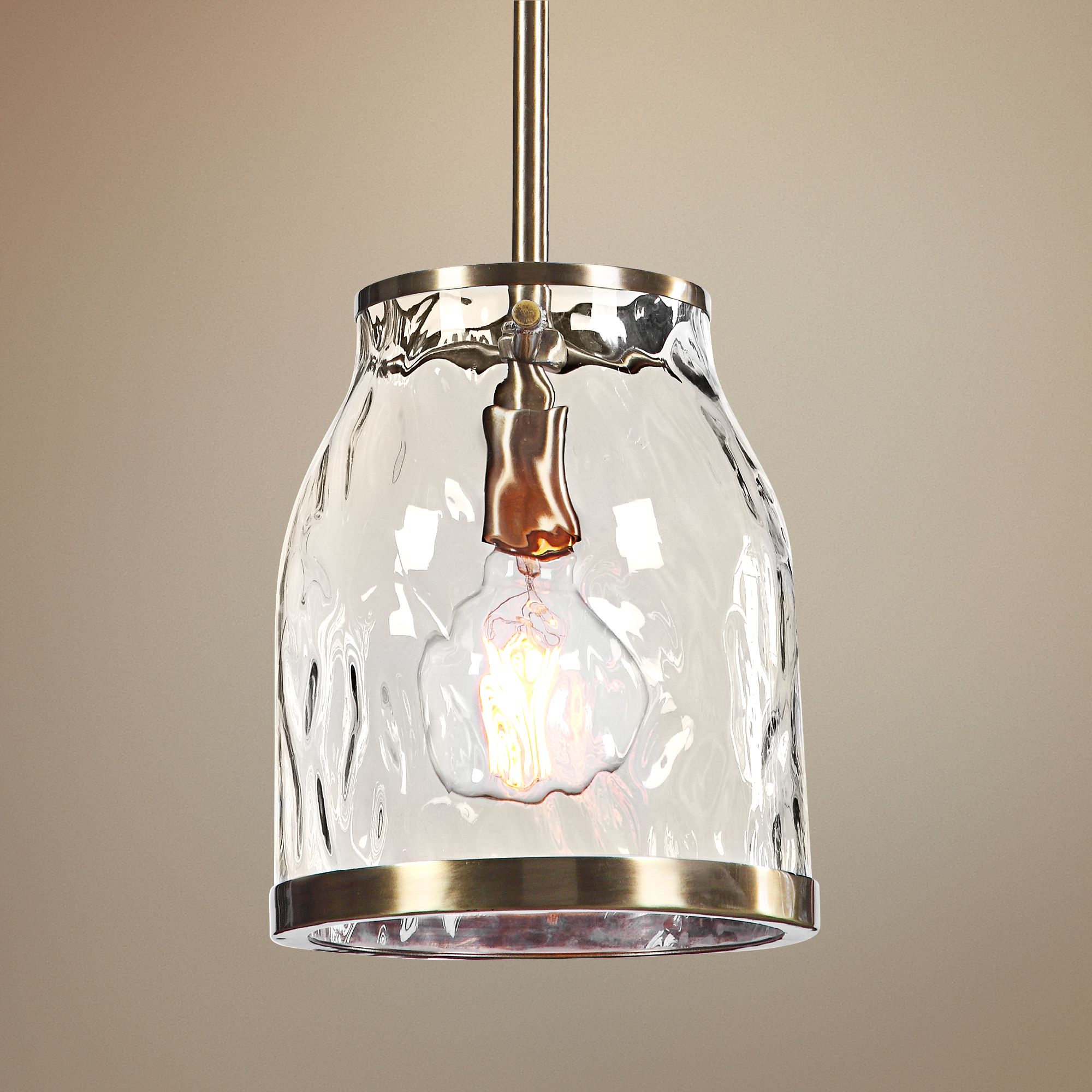 Crossley 8 1/2" Wide Antique Brass Glass Mini Pendant Light