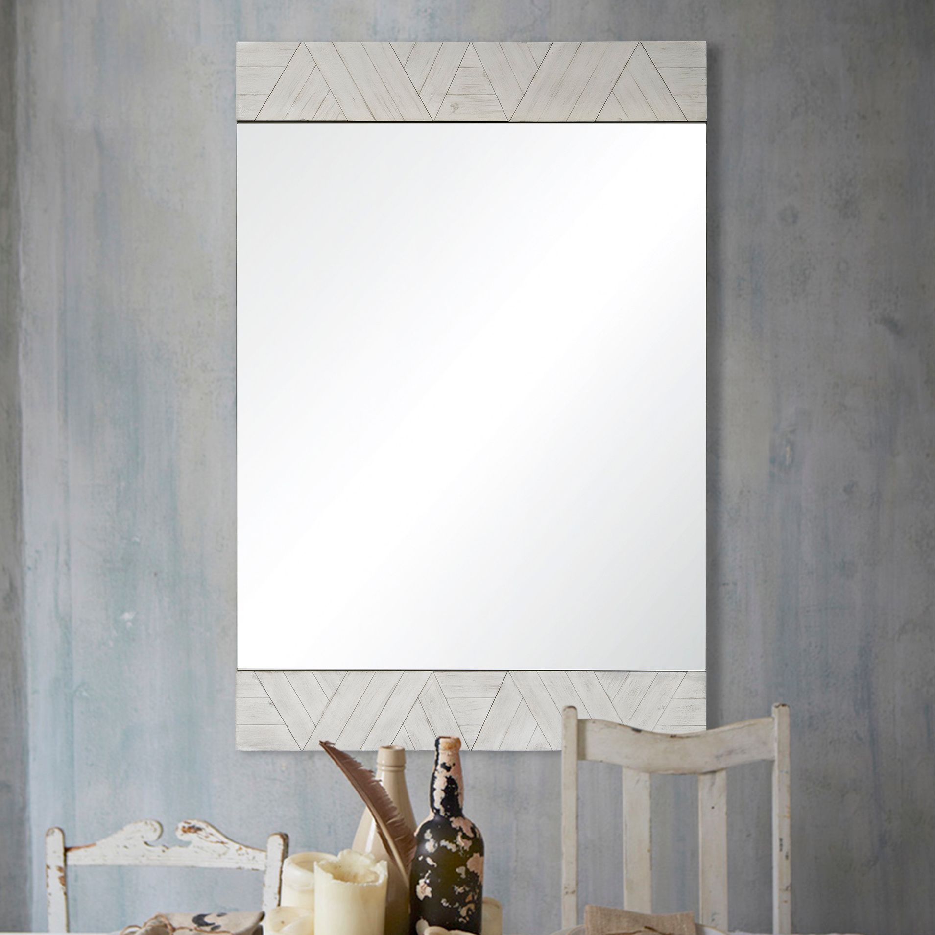 Incon White Wash 24" x 36" Rectangular Wall Mirror