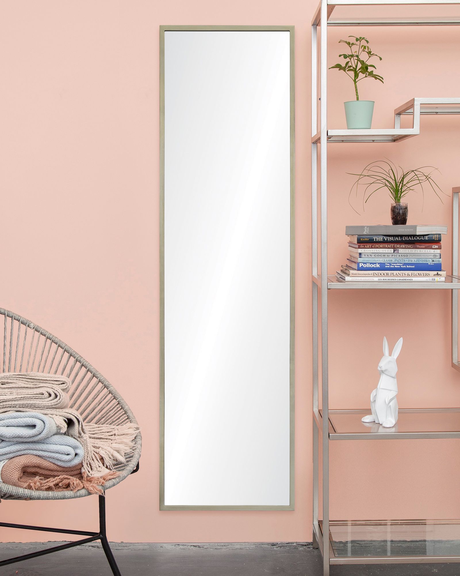 Movie Silver Leaf Scratch Champagne 20" x 70" Floor Mirror