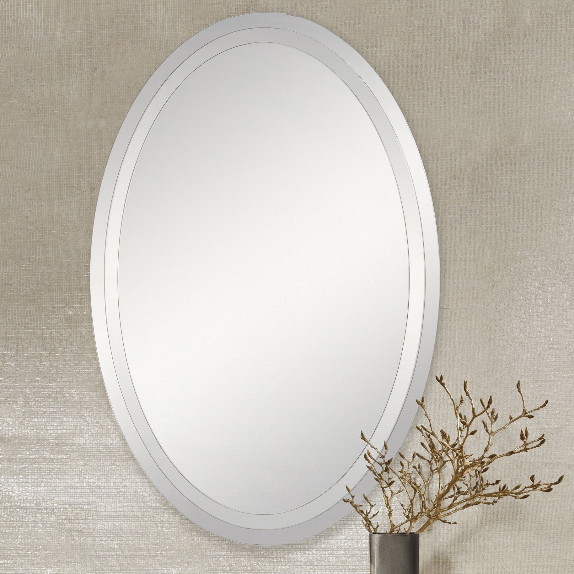 About All-Glass 24" x 36" Frameless Oval Wall Mirror