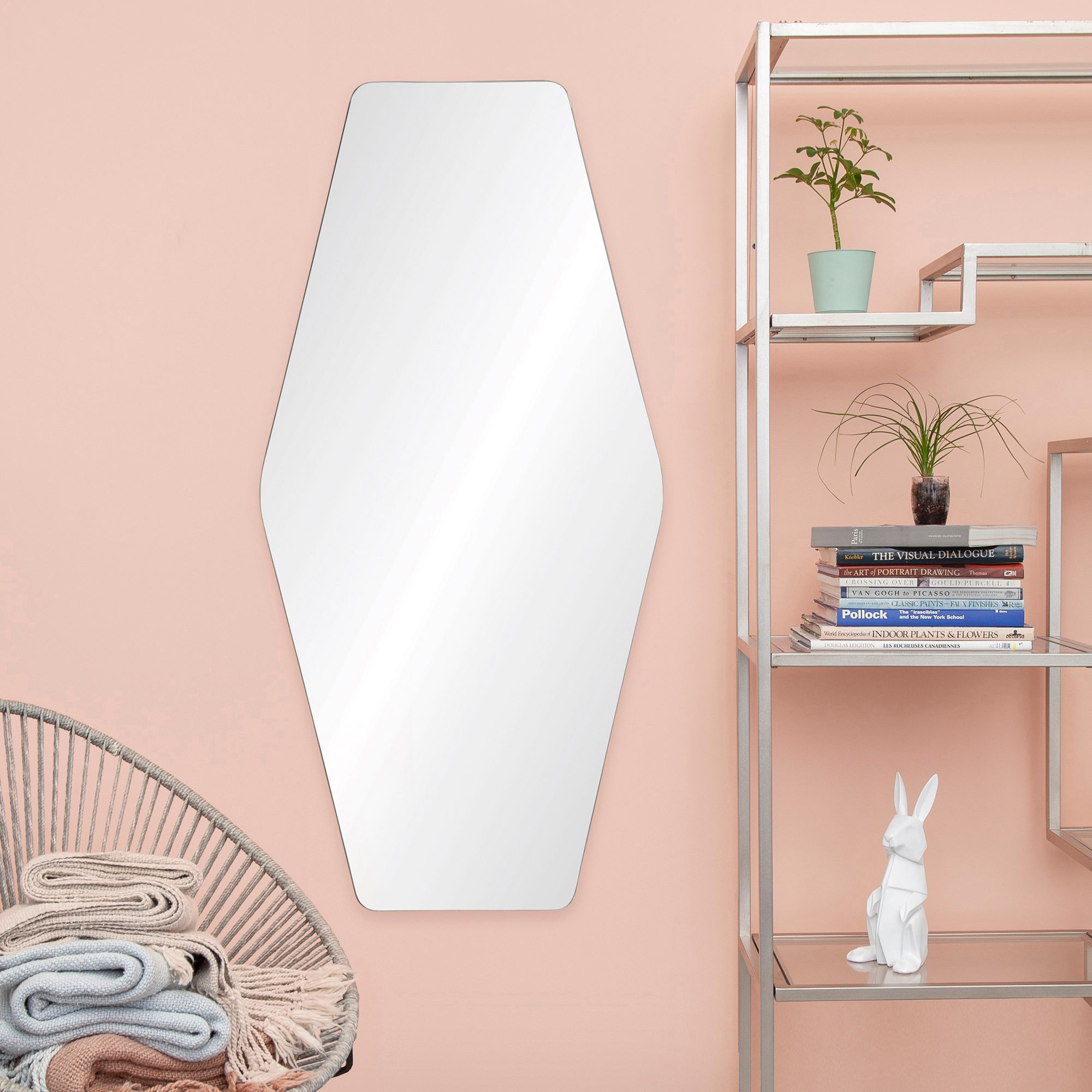 Glenden Frameless 24" x 48" Hexagon Wall Mirror