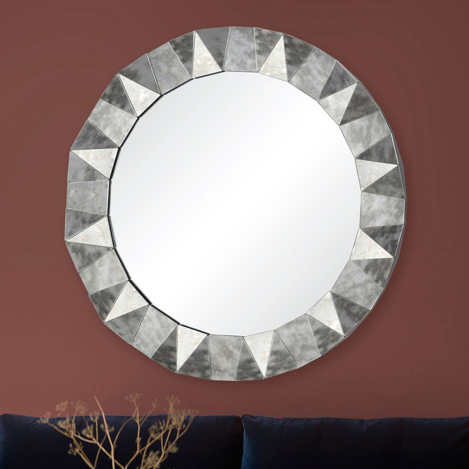 Shoremen Antique Glass 40" Round Wall Mirror