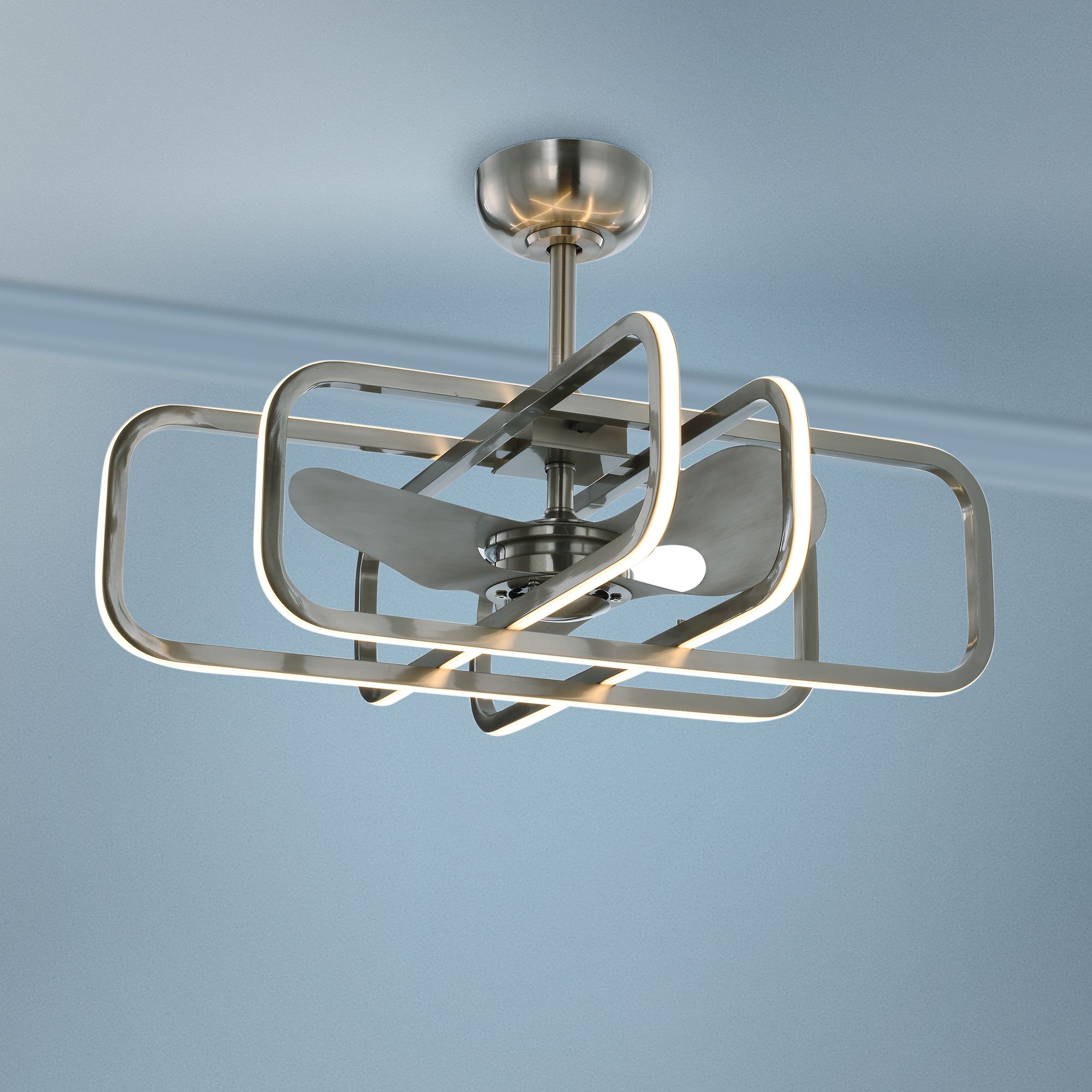 35" Maxim Counter Satin Nickel LED Fandelier Ceiling Fan