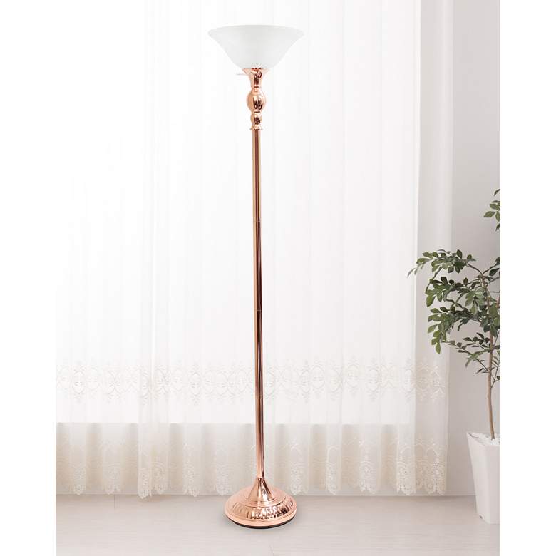 Image 1 Elegant Designs Rose Gold Metal Torchiere Floor Lamp