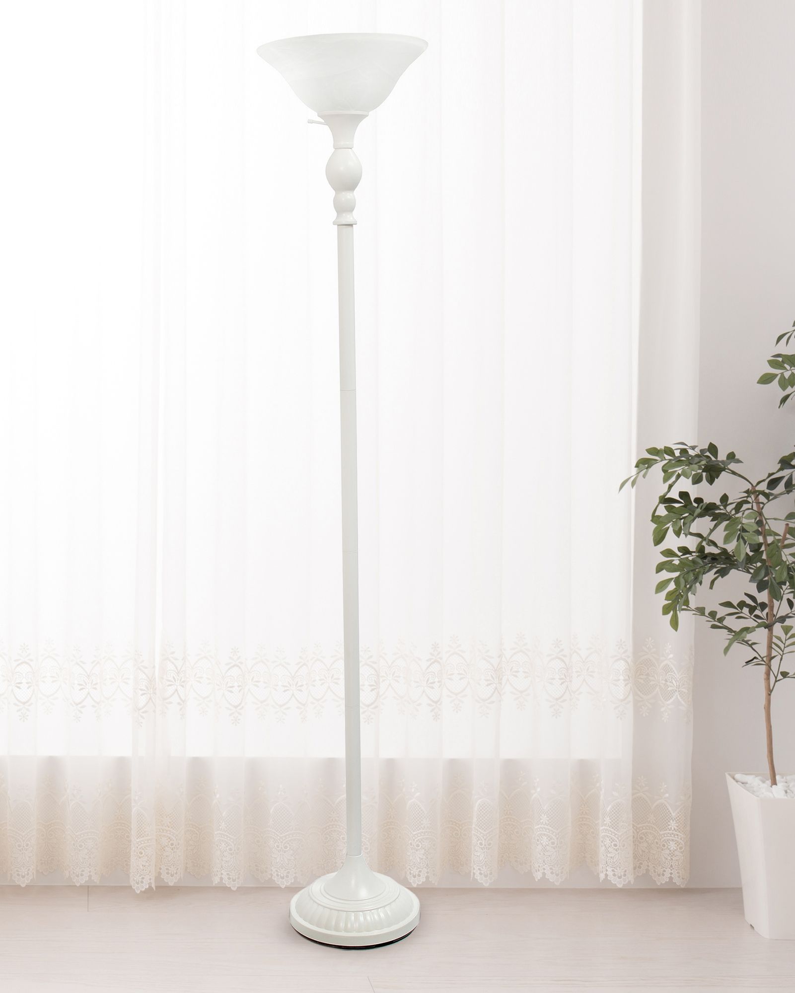 white torchiere floor lamp