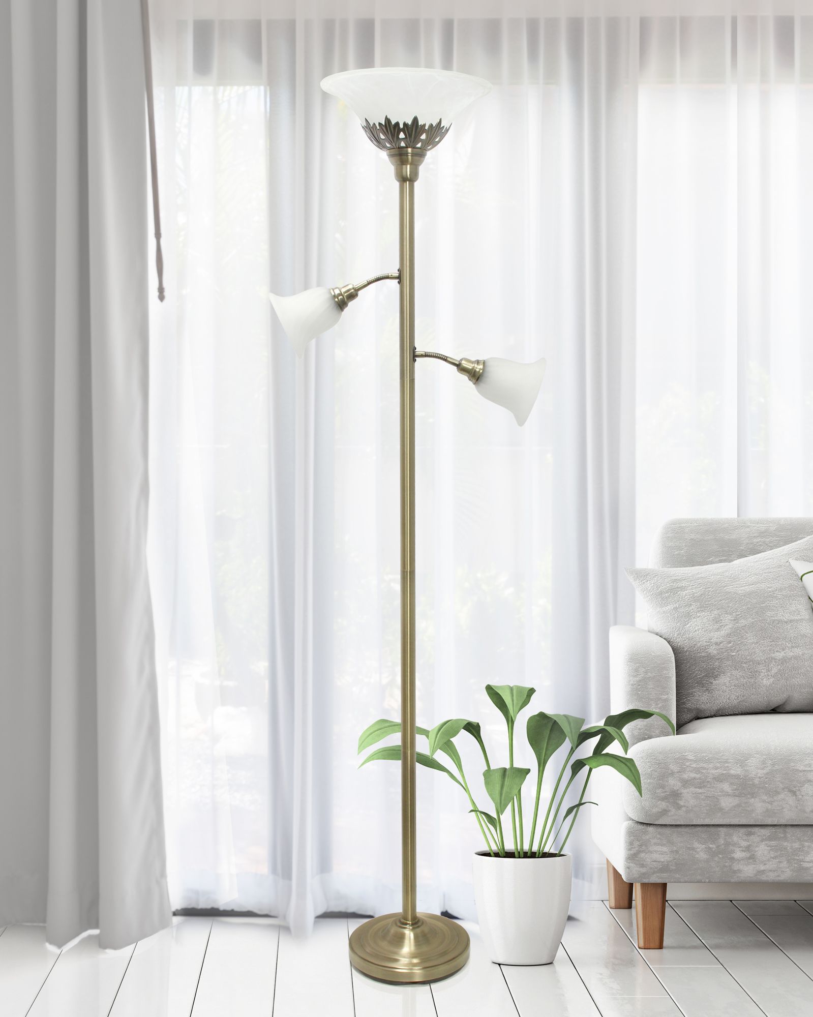 3 light torchiere floor lamp