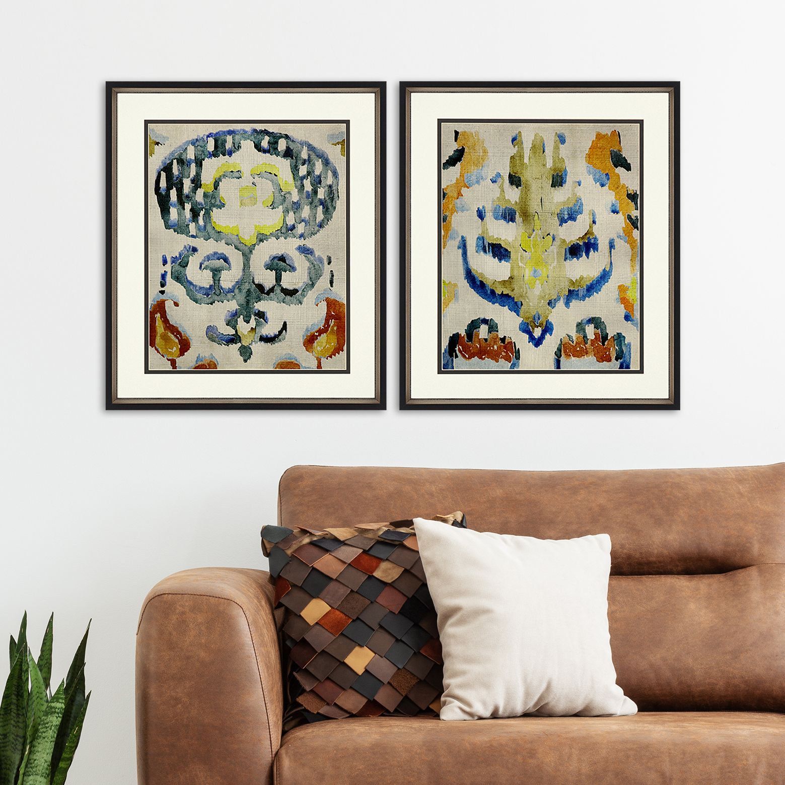 Bohemian Ikat I 27" High 2-Piece Framed Giclee Wall Art Set