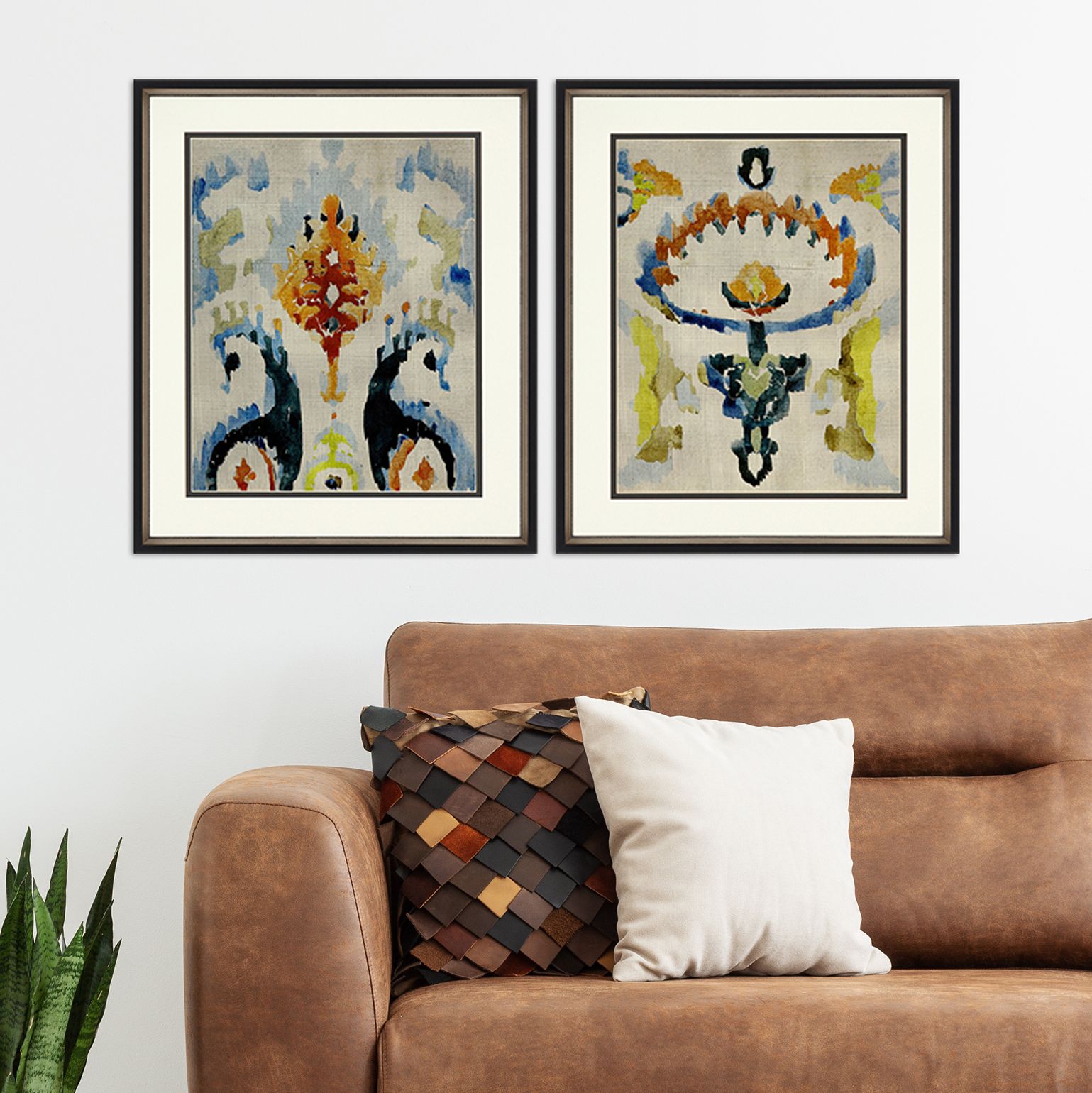 Bohemian Ikat II 27" High 2-Piece Framed Giclee Wall Art Set