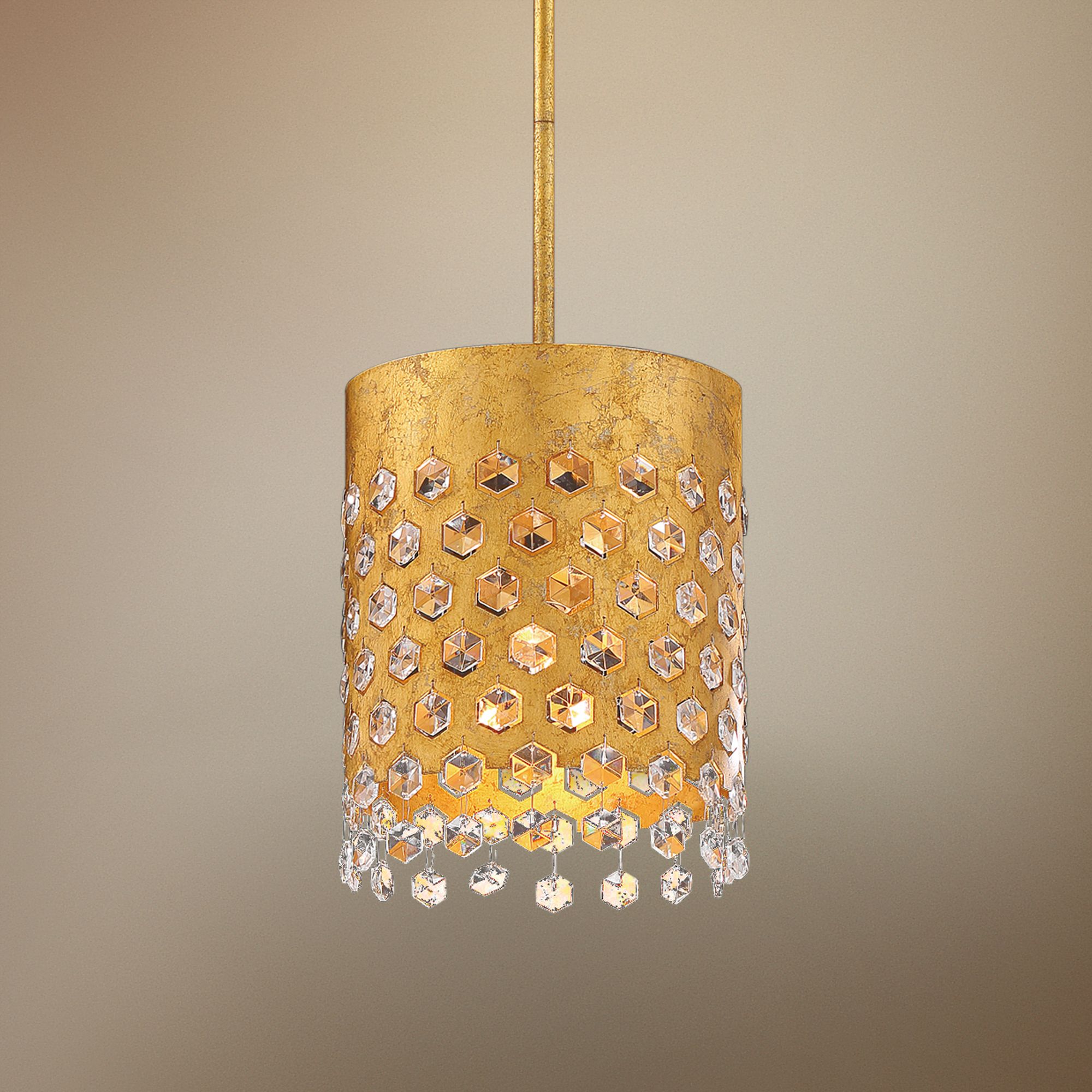 Kingsmont 8 3/4"W Glitz Gold Leaf Foyer Mini Pendant Light