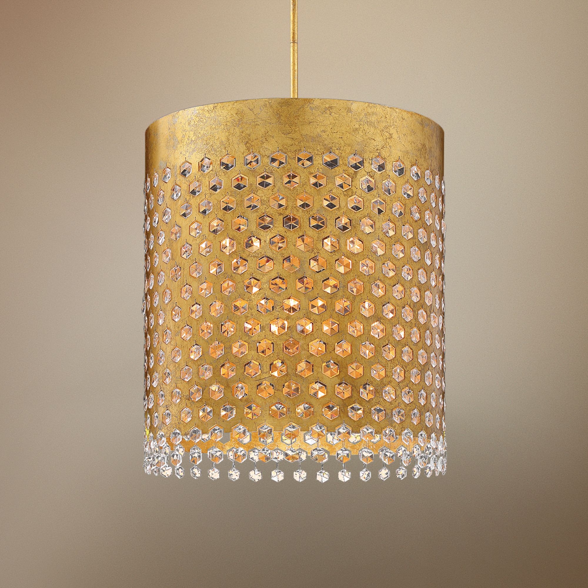 Kingsmont 14 1/2" Wide Glitz Gold Leaf Foyer Pendant Light