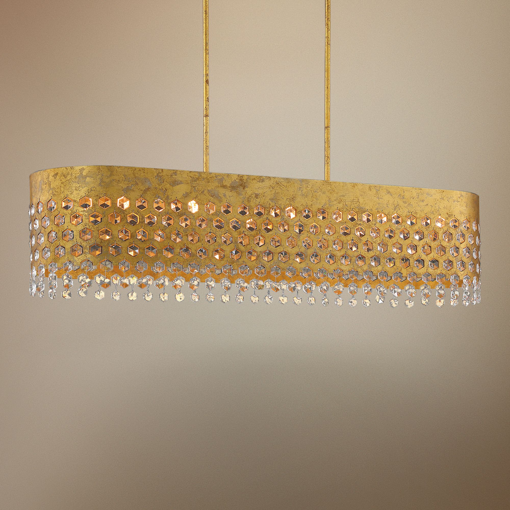 Kingsmont 42"W Glitz Gold Leaf Kitchen Island Light Pendant
