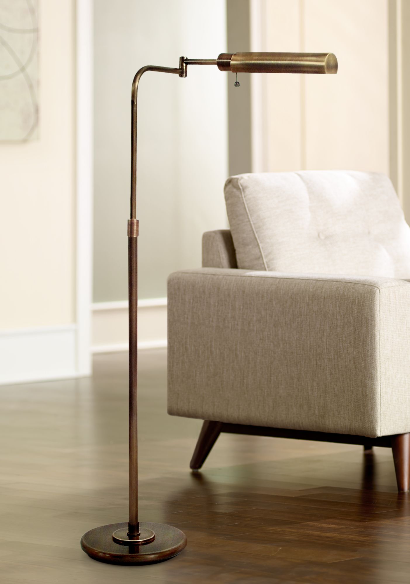 House of Troy Antique Brass Swingarm Pharmacy Floor Lamp 78100