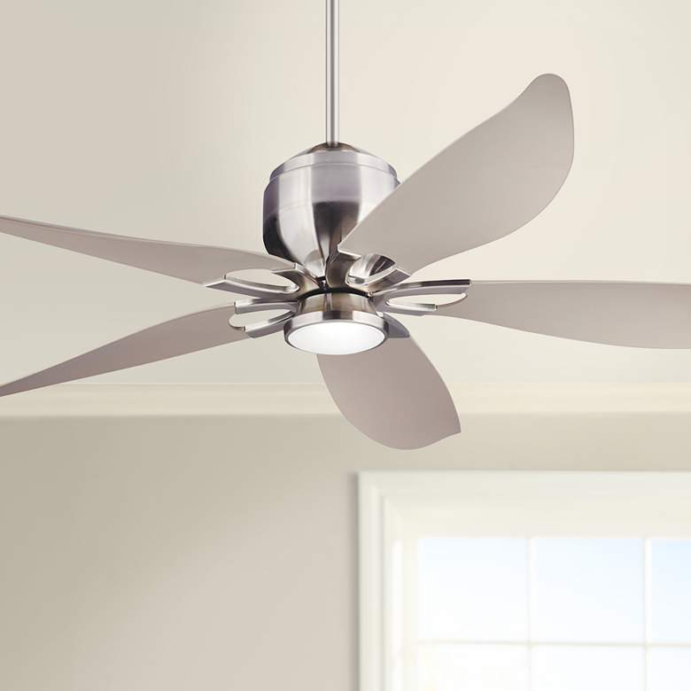 56&quot; Monte Carlo Lily Brushed Steel LED Ceiling Fan with Remote Control