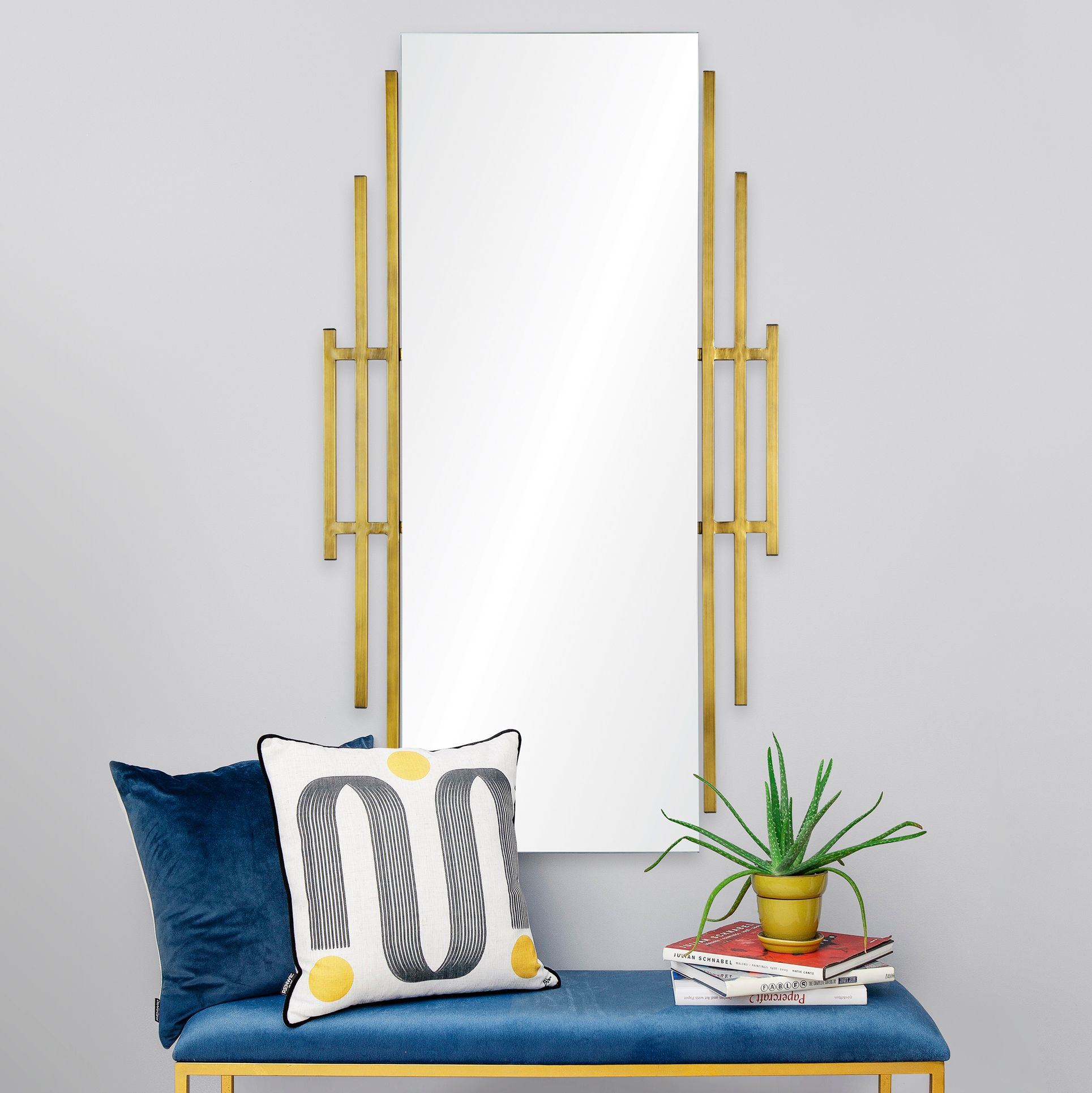 Abe Antique Brass Painted Iron 30" x 53 1/4" Floor Mirror