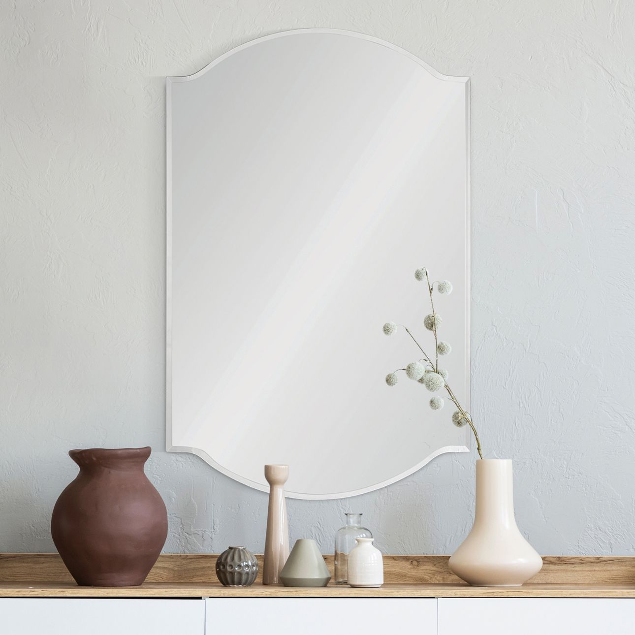 Bellerose Frameless 24" x 36" Arched Wall Mirror
