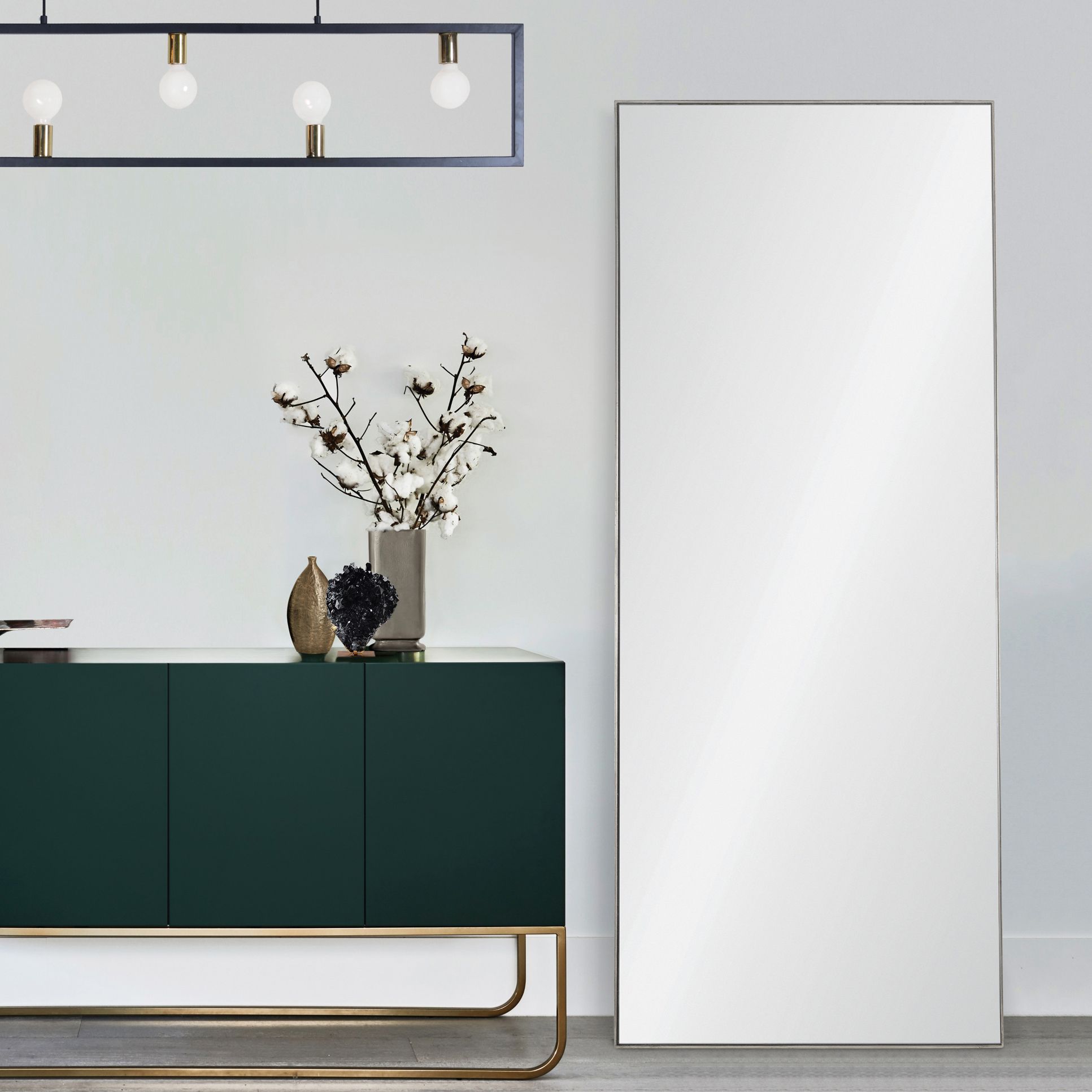 Peony Silver 30" x 72" Rectangular Floor Mirror