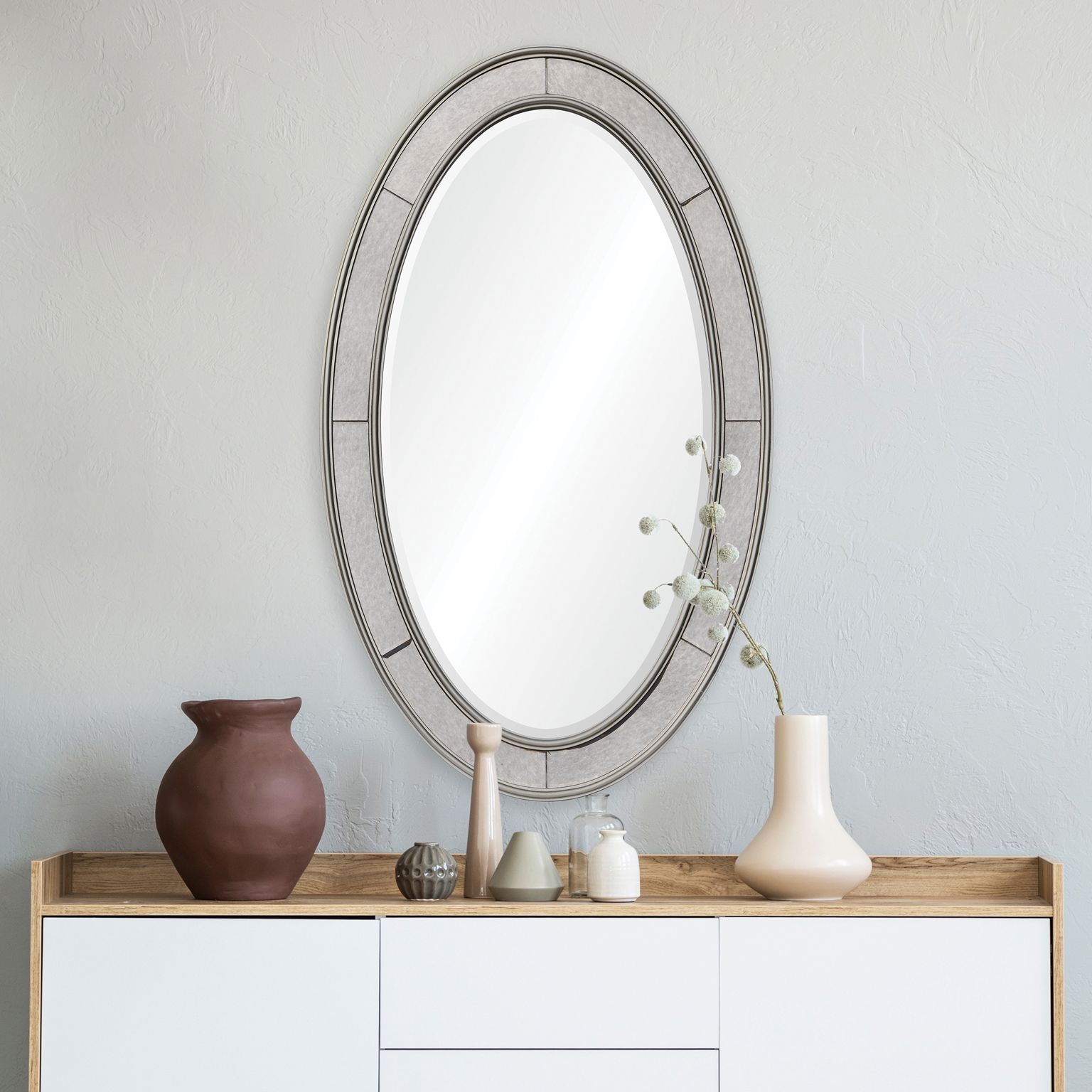 Nana Champagne Silver 24" x 40" Oval Wall Mirror