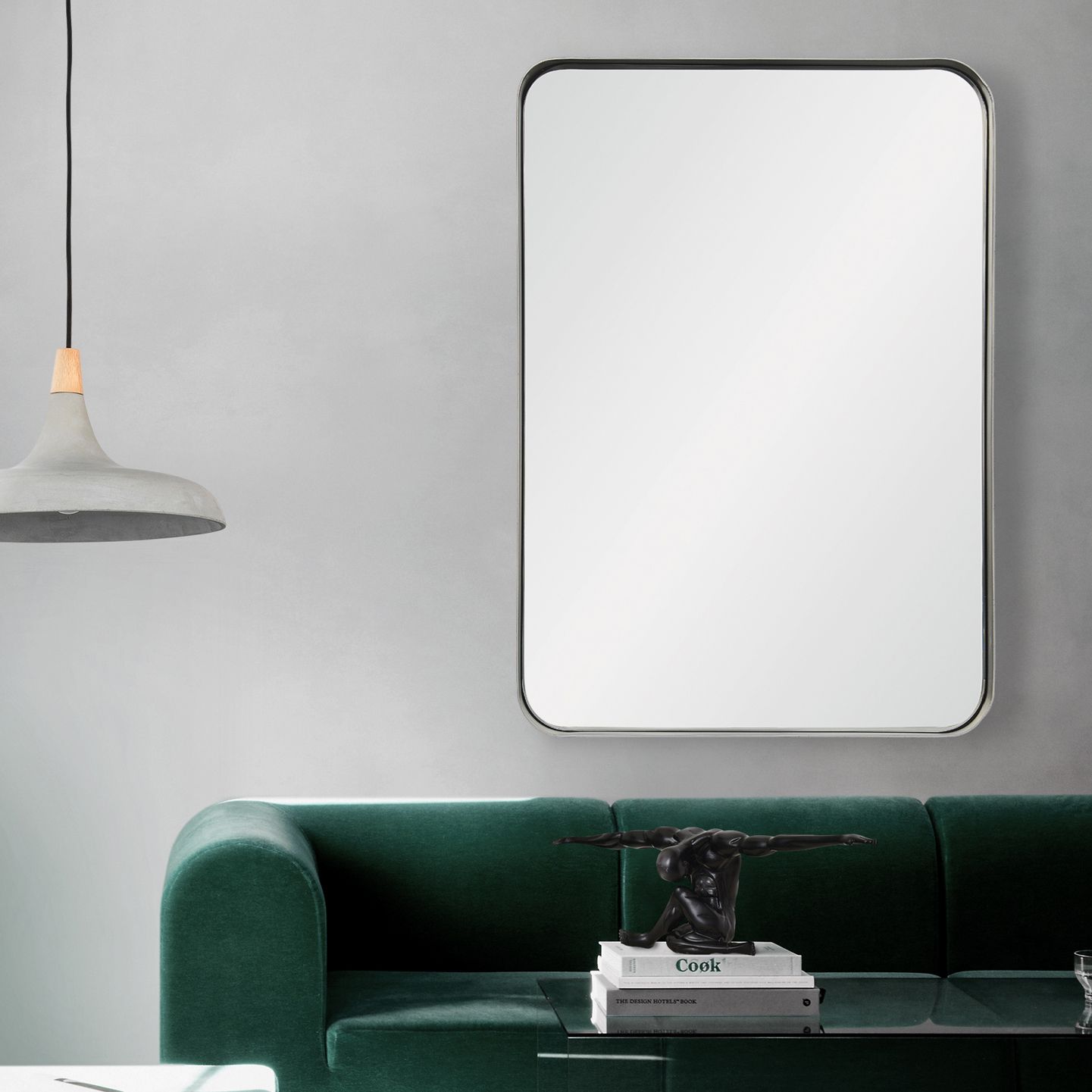 Verberra Brushed Antique Silver 30" x 42" Wall Mirror