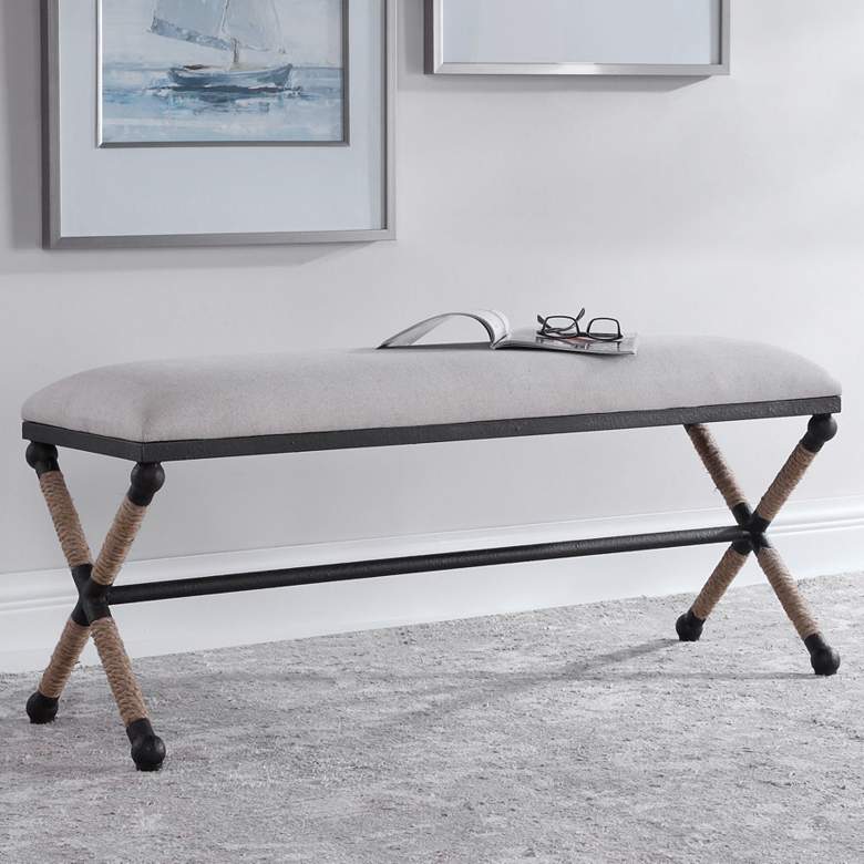 Image 1 Uttermost Firth Neutral Oatmeal Cotton Bench