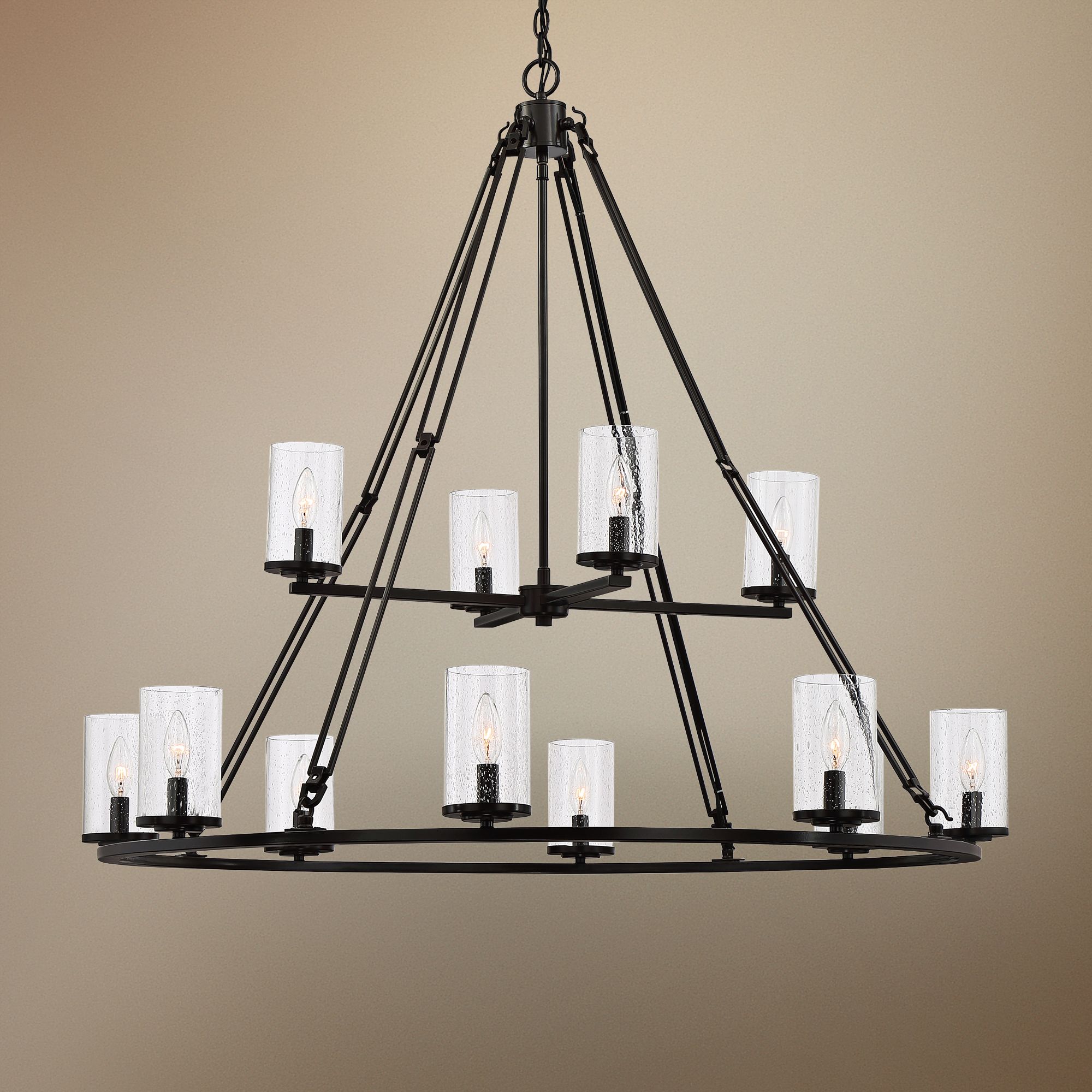 Quoizel Buchanan 43" Wide Bronze 12-Light 2-Tier Chandelier