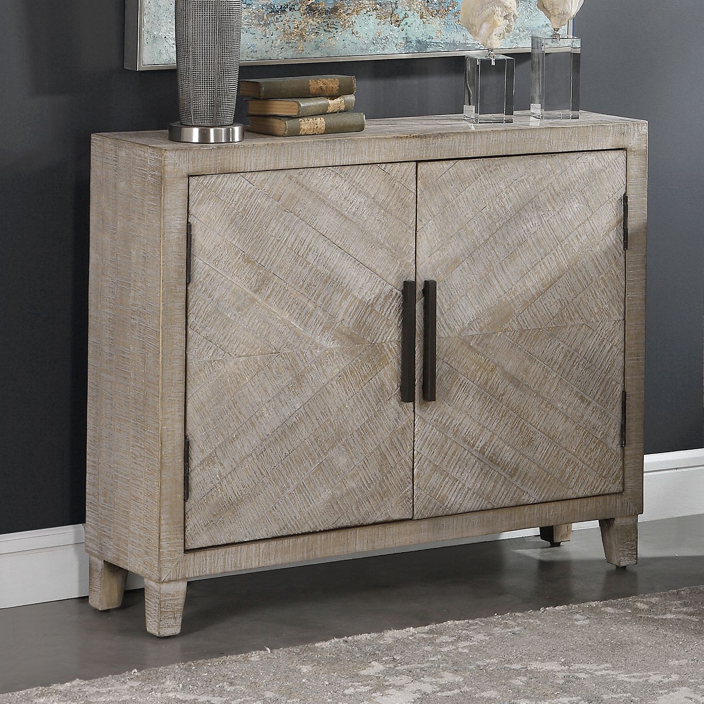 Uttermost Adalind 40"W White Washed 2-Door Accent Cabinet