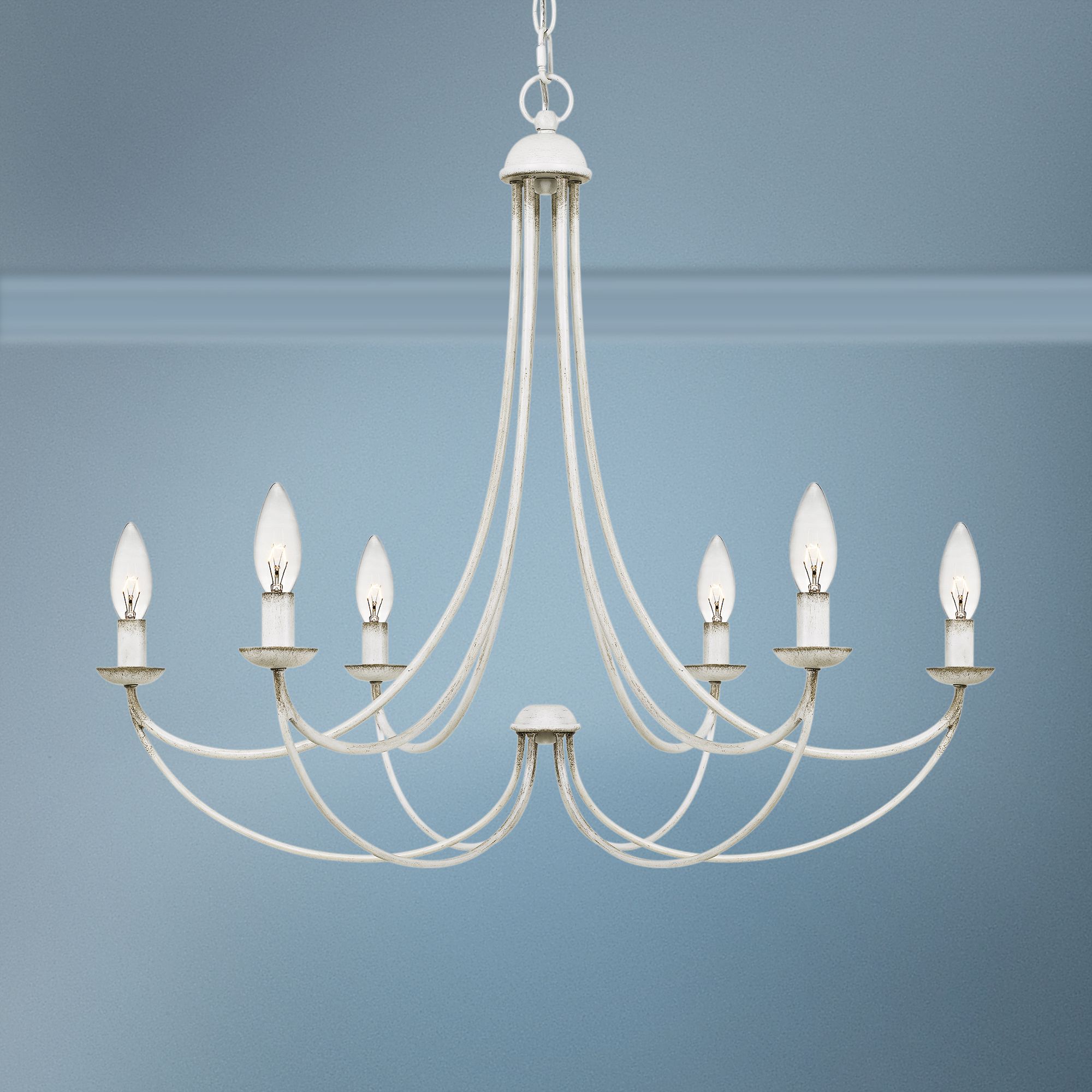 Quoizel Mirren 28" Wide Antique White 6-Light Chandelier