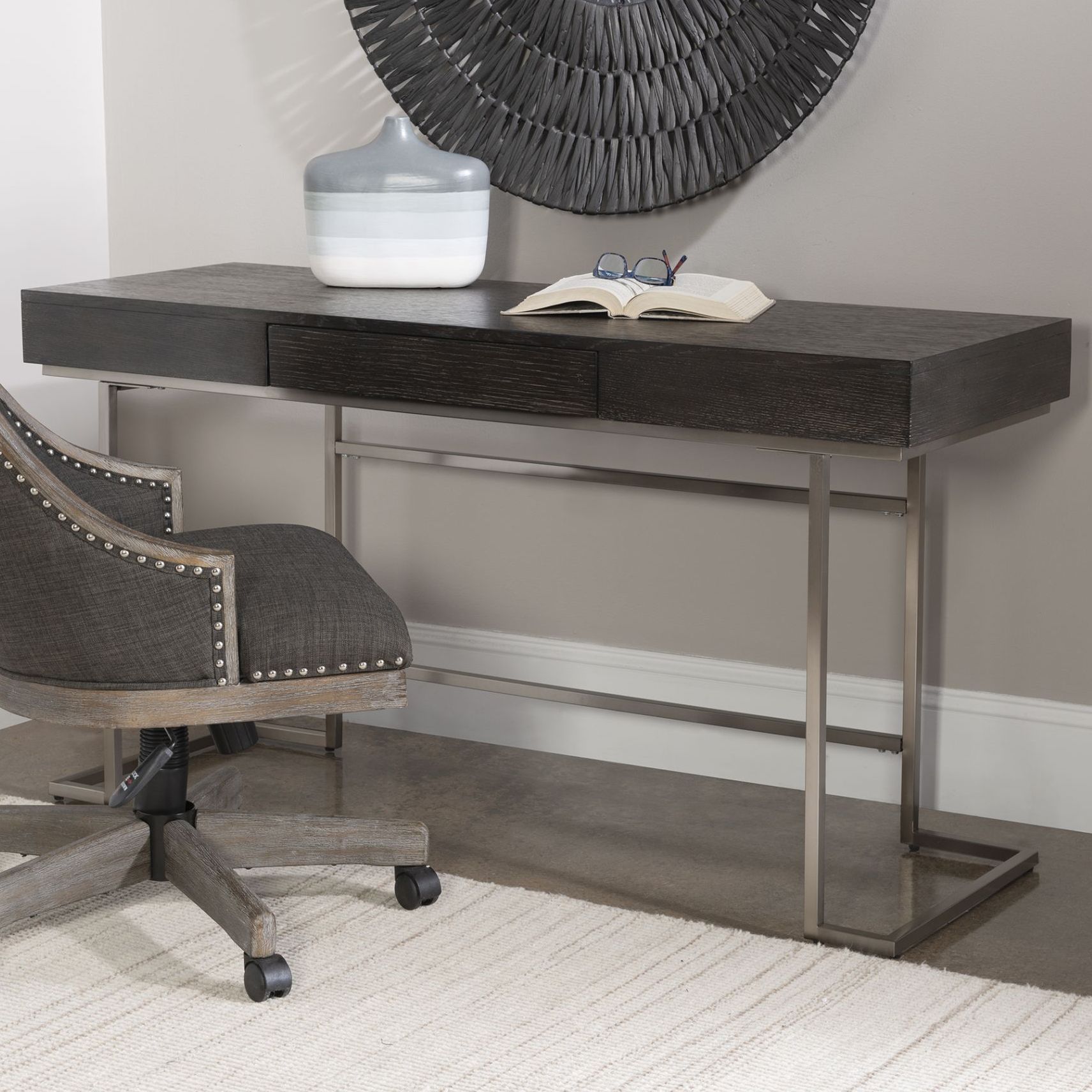 Uttermost Claude 56" Wide Smoke Gray Wood 1-Drawer Desk