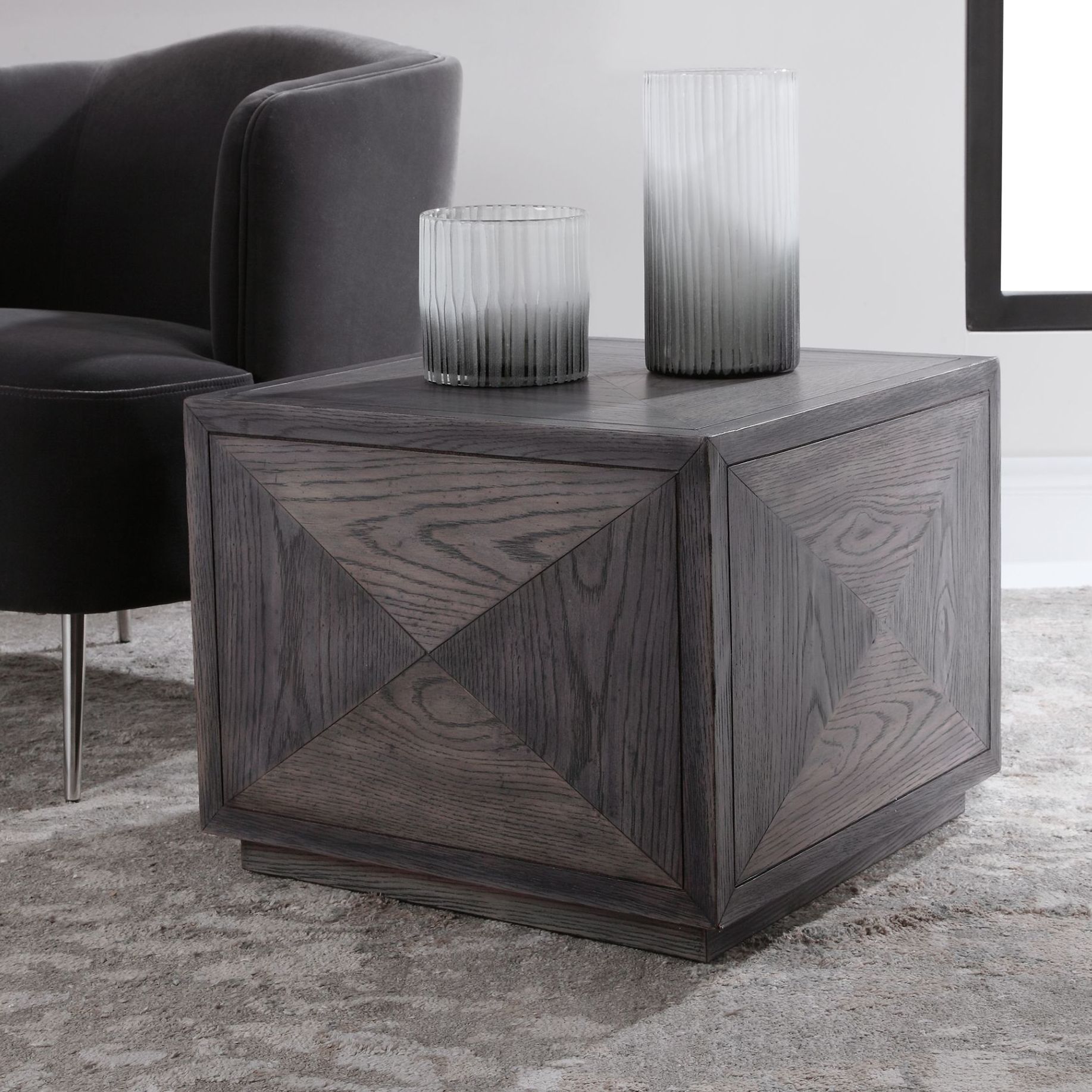 Uttermost Curtley 22"W Distressed Walnut Cube Accent Table