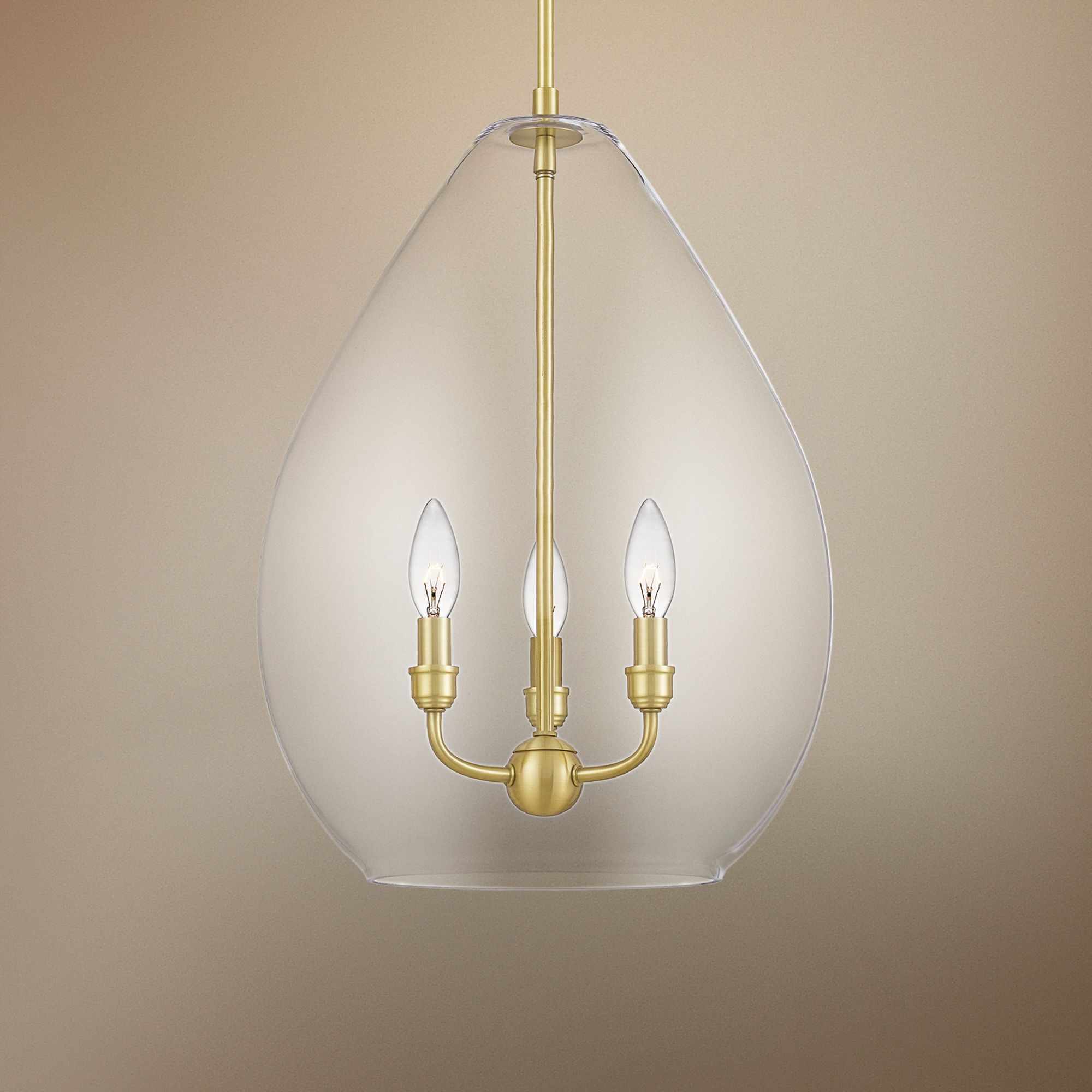 Quoizel Mallard 15"W Satin Brass Glass 3-Light Pendant Light
