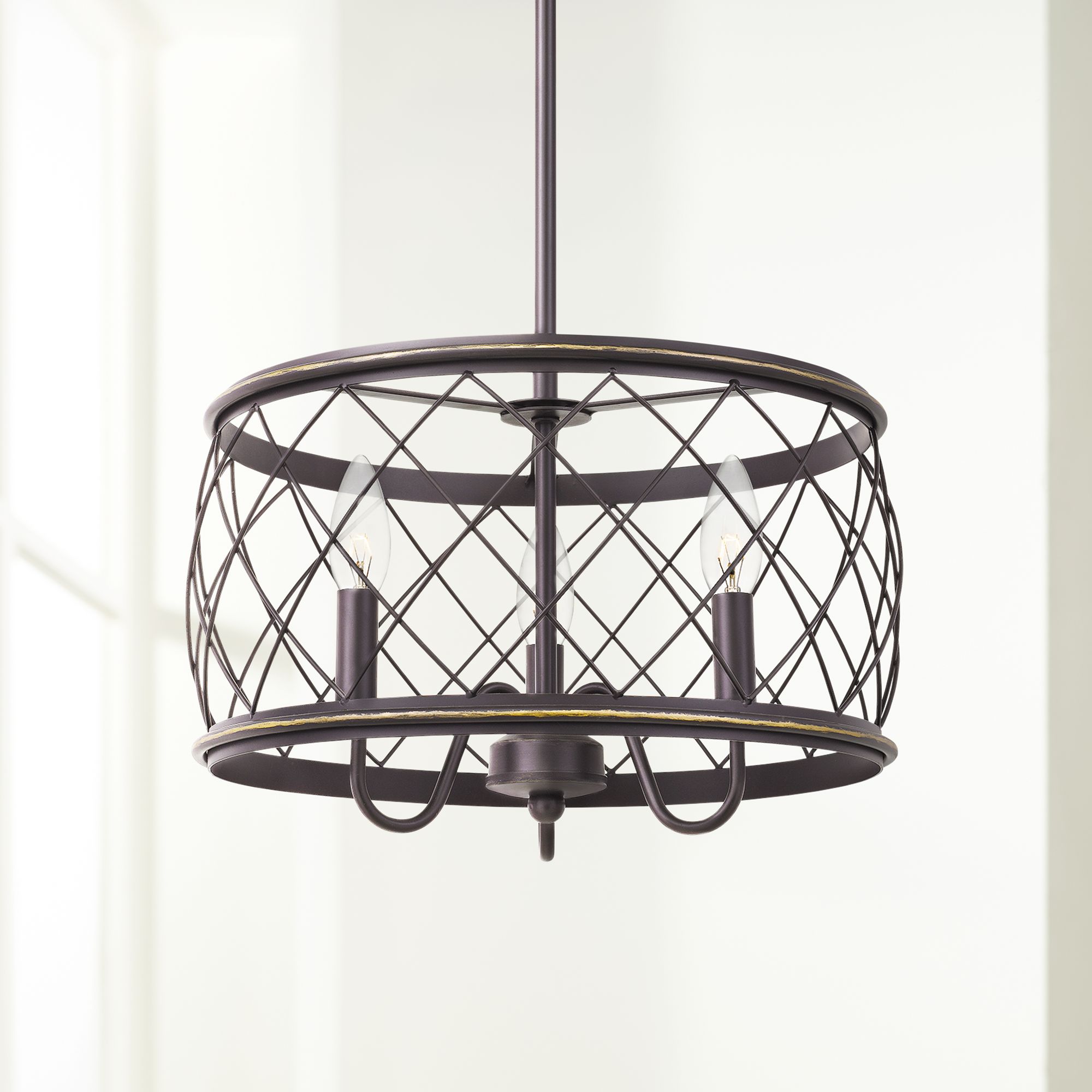 Quoizel Dury 15" Wide Palladian Bronze 3-Light Pendant Light