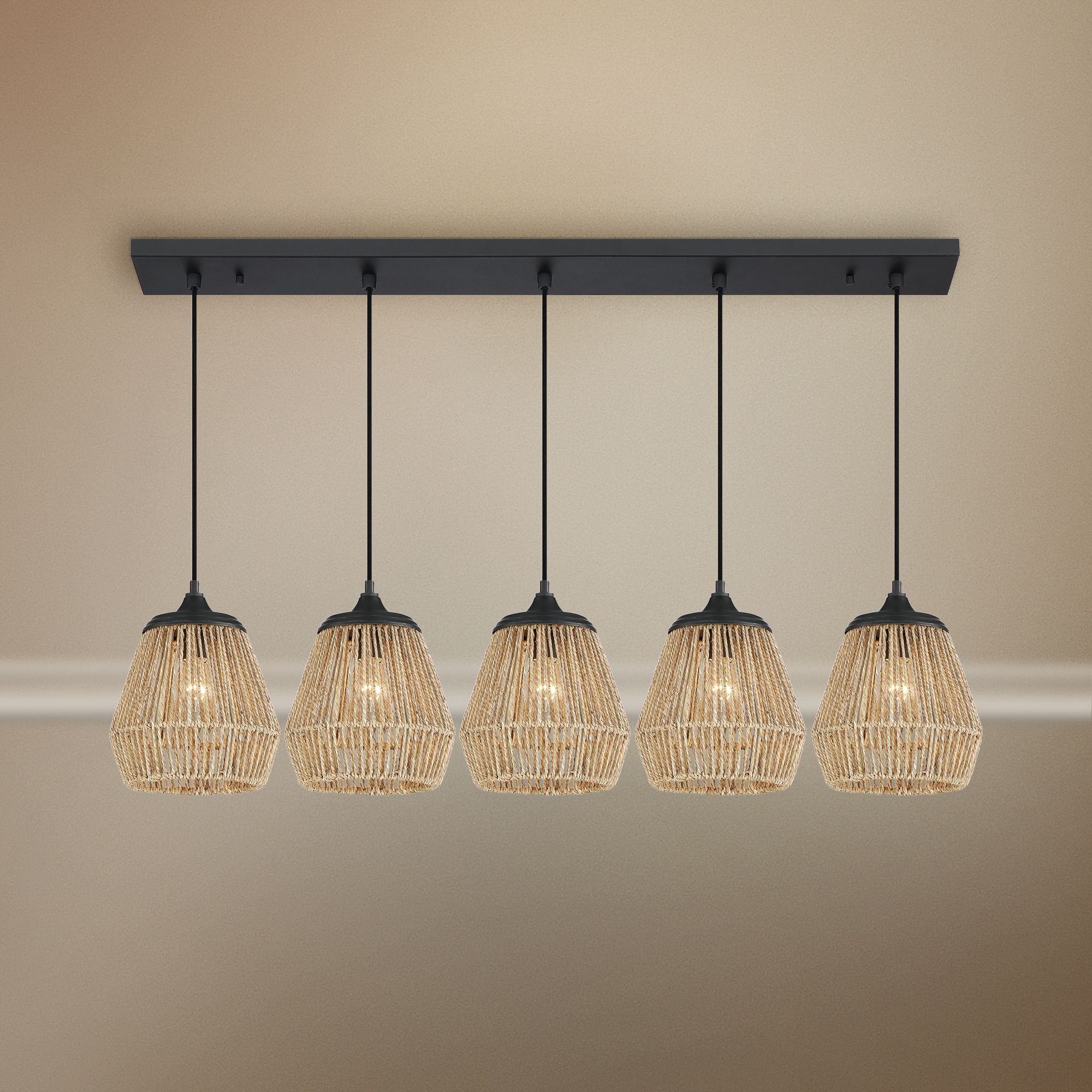 Quoizel Romain 45"W Earth Black Linear Multi Light Pendant