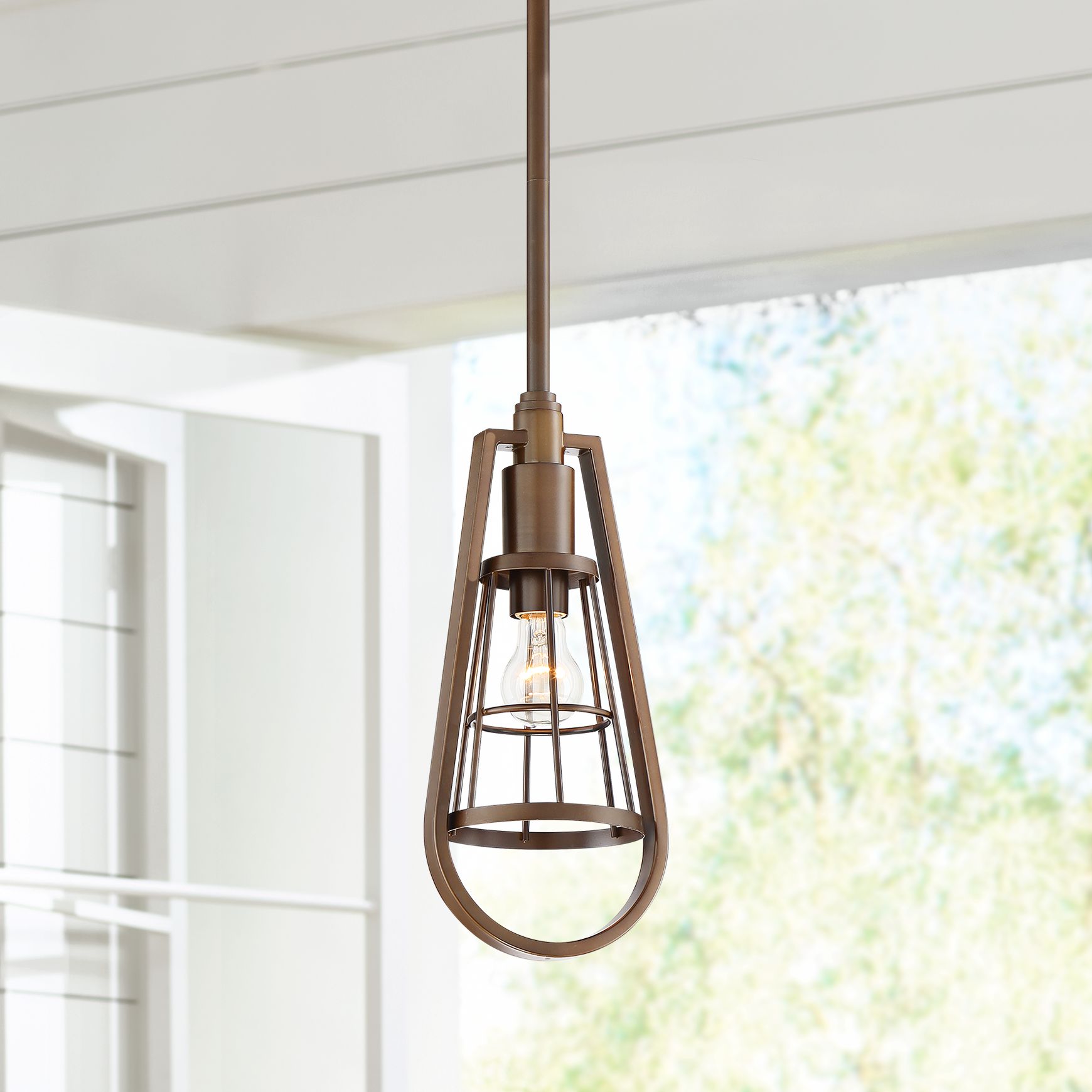 Kava 6 1/2" Wide Oil-Rubbed Bronze Caged Mini Pendant Light