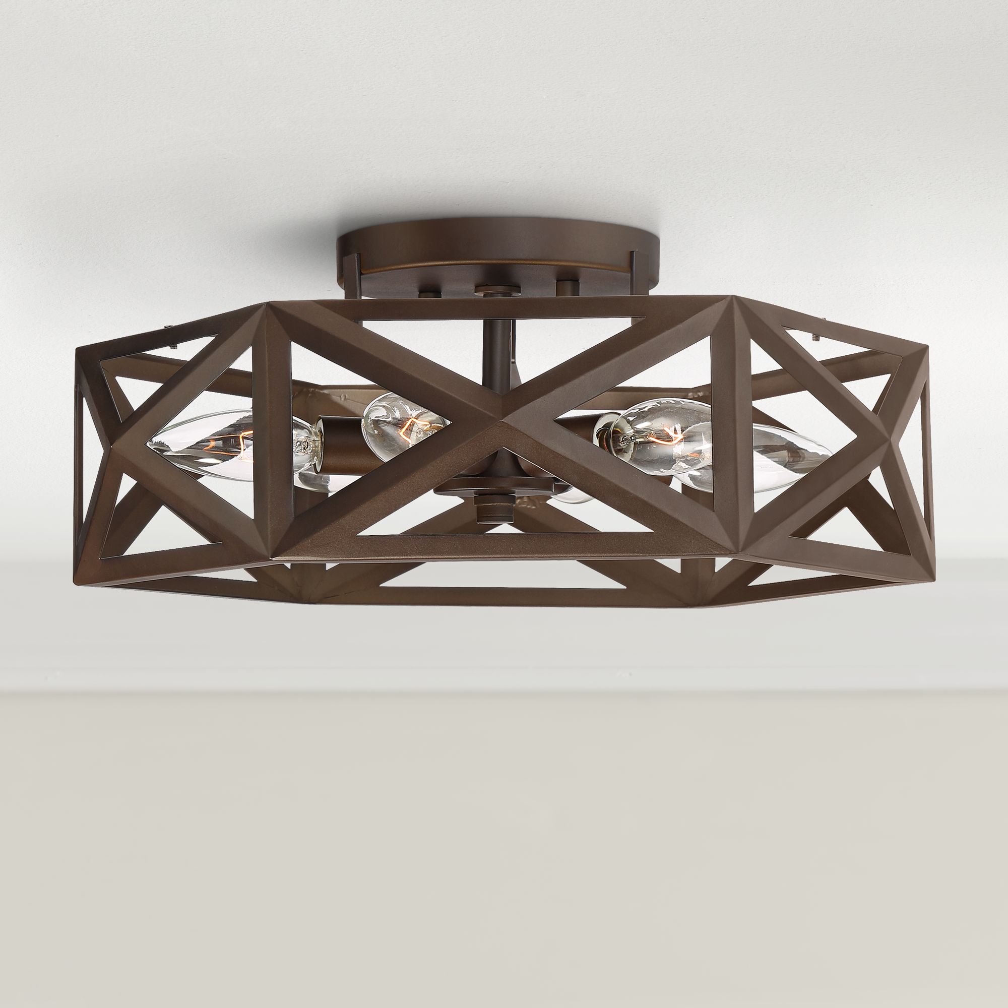 Possini Euro Willia 14 1/2"W Geometric Bronze Ceiling Light