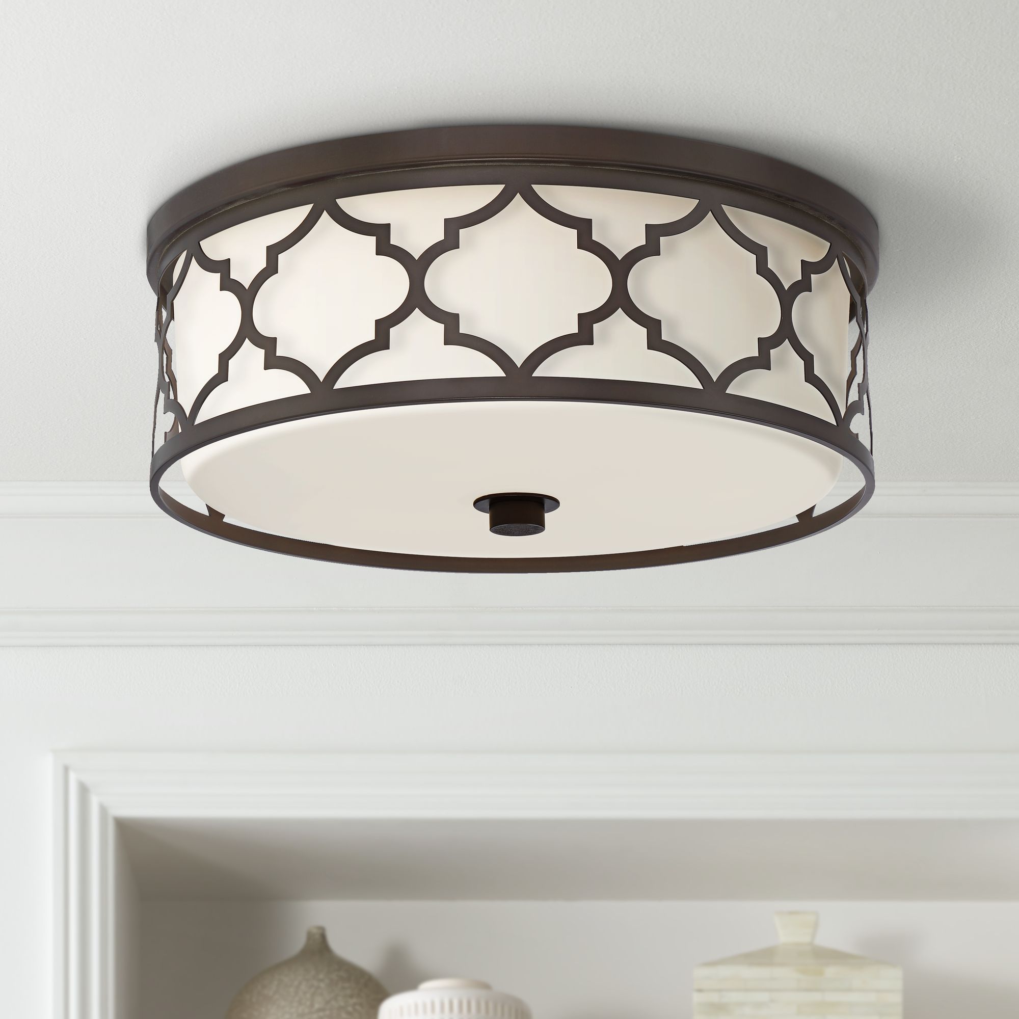 Possini Euro Medley 16"W Bronze Cut Frame Ceiling Light