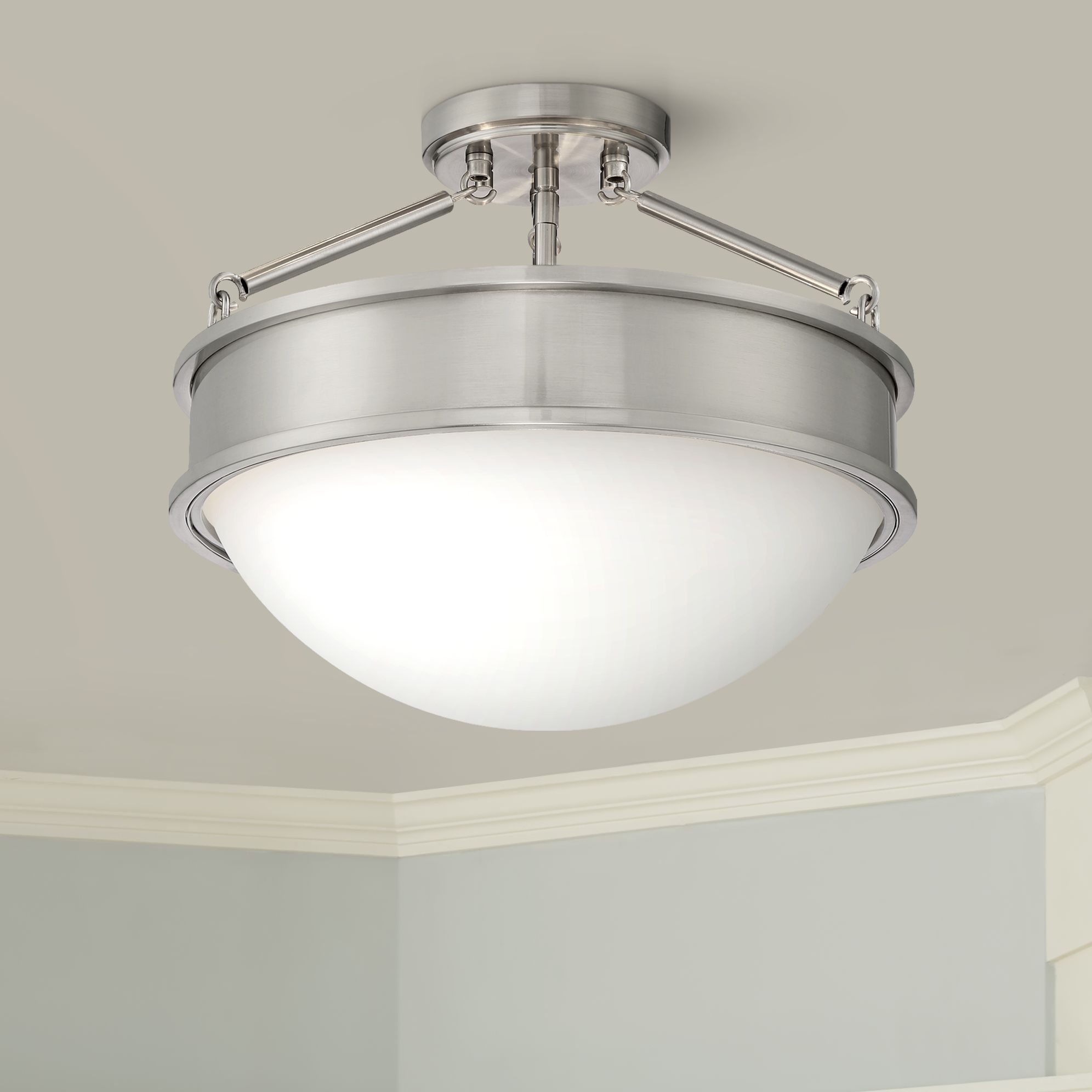 Rory 16" Wide Brushed Nickel Bowl Ceiling Light