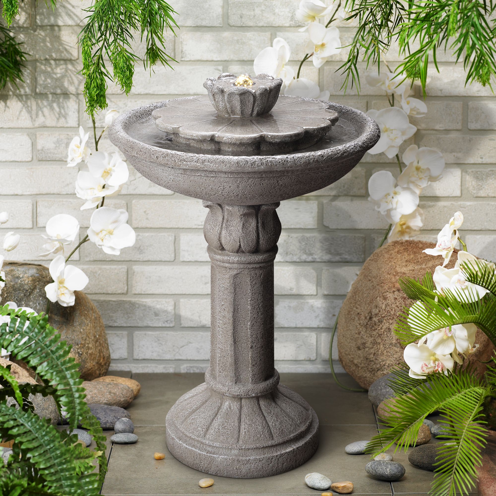 Nymph 25 1/2" High Weathered Stone Patio Bubbler Fountain