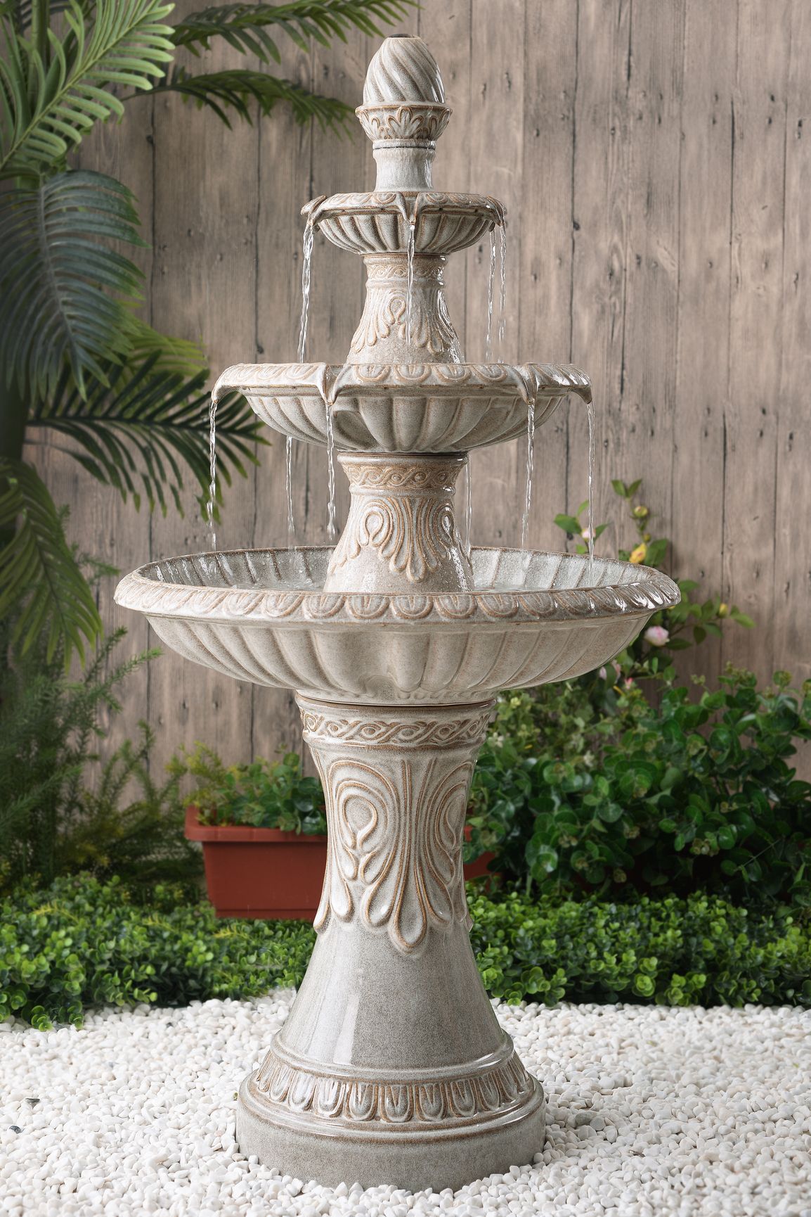 Kiera 46 1/2" High Ivory 3-Tier Tradtional Ceramic Fountain