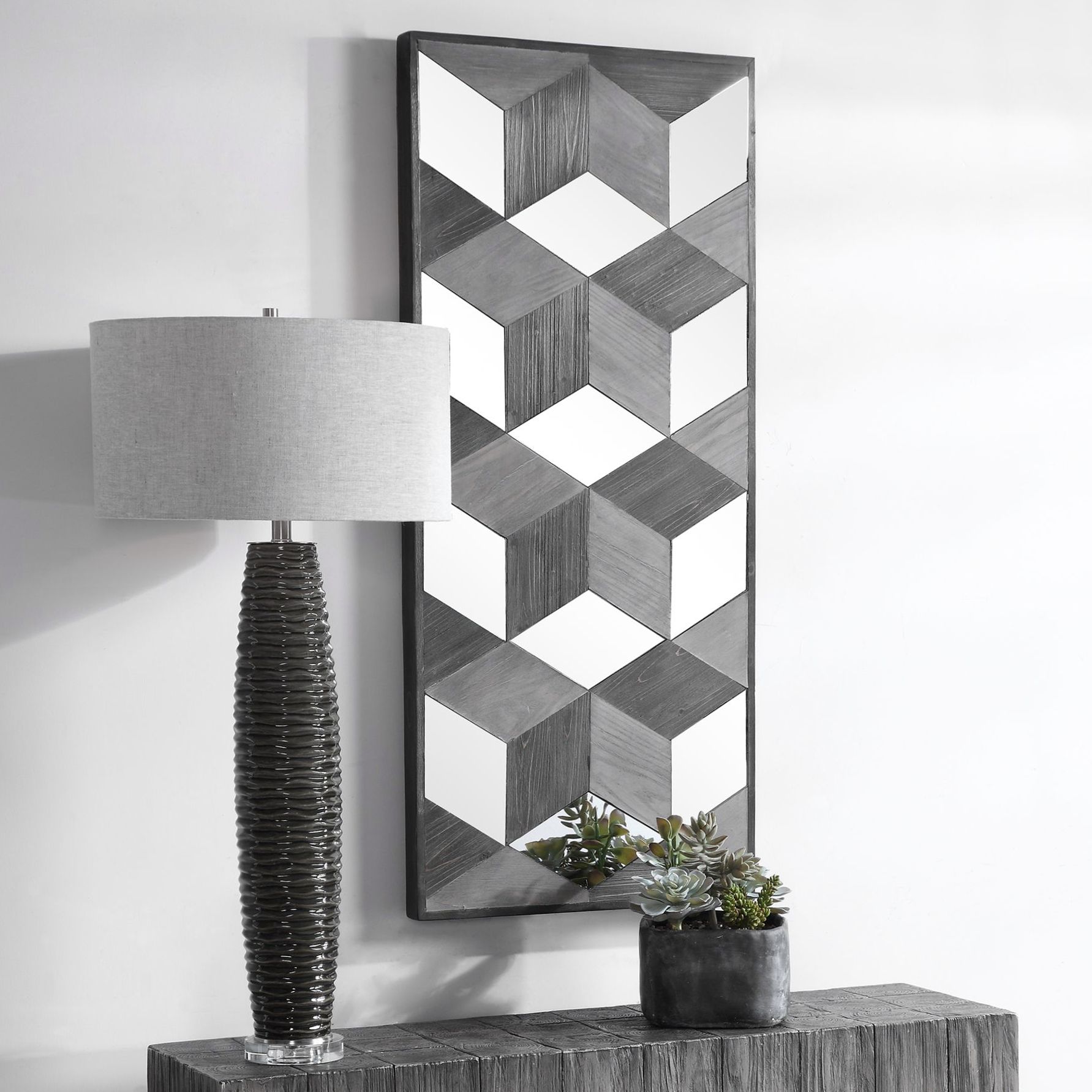 Uttermost Ambie 48" High Brown and Woodtone Mirror Wall Art