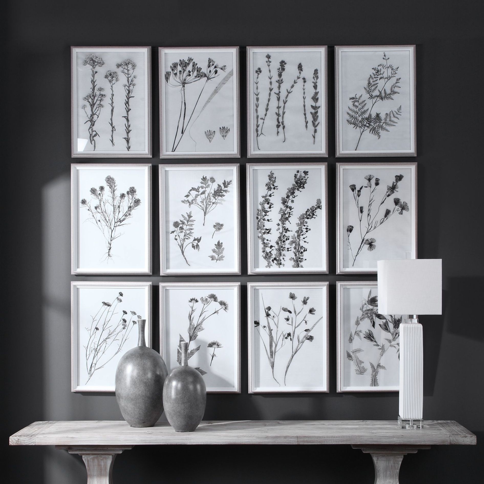 Contemporary Botanical 22 1/4"H 12-Piece Framed Wall Art Set