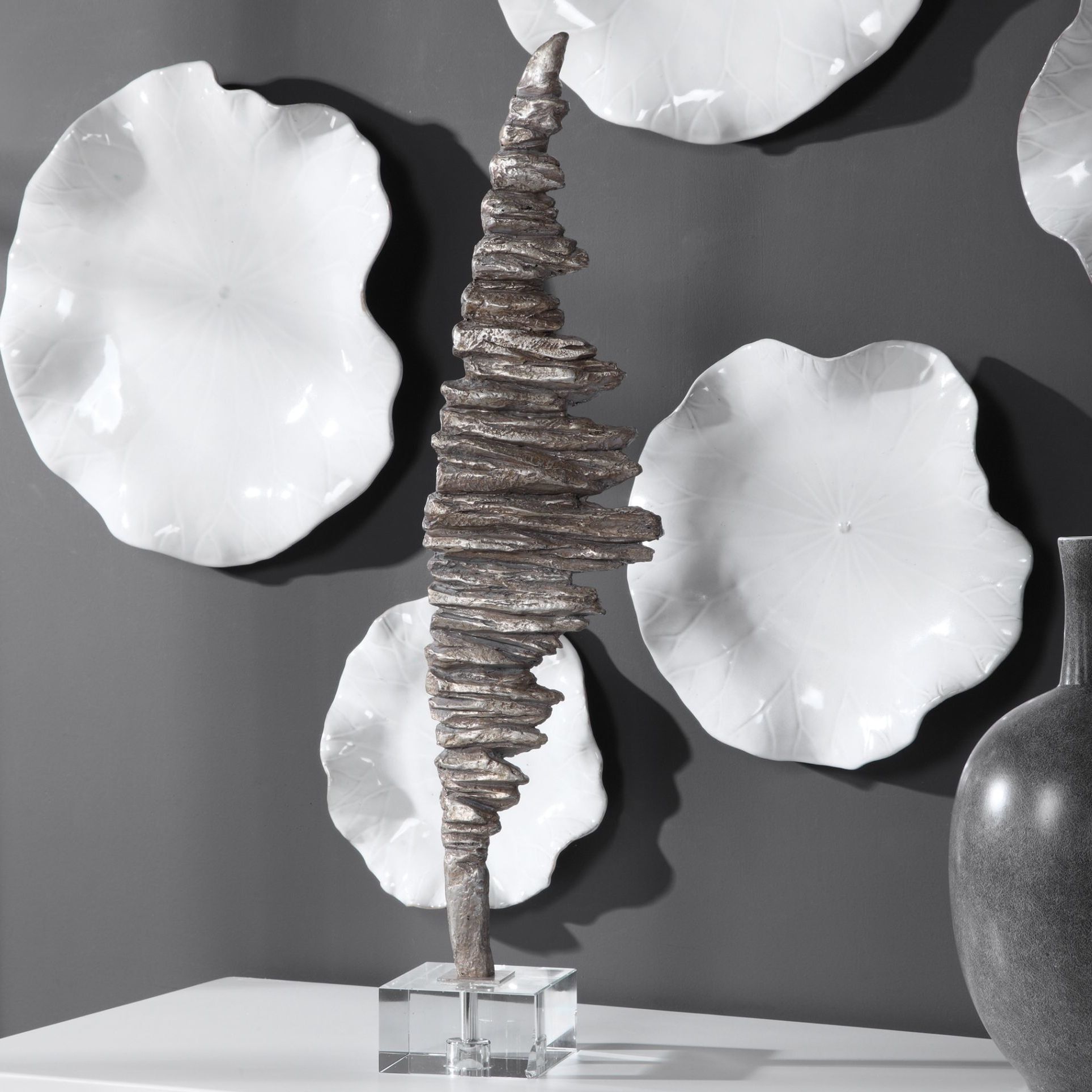 Uttermost Dakuba 31 1/2" High Silver Leaf Abstract Sculpture