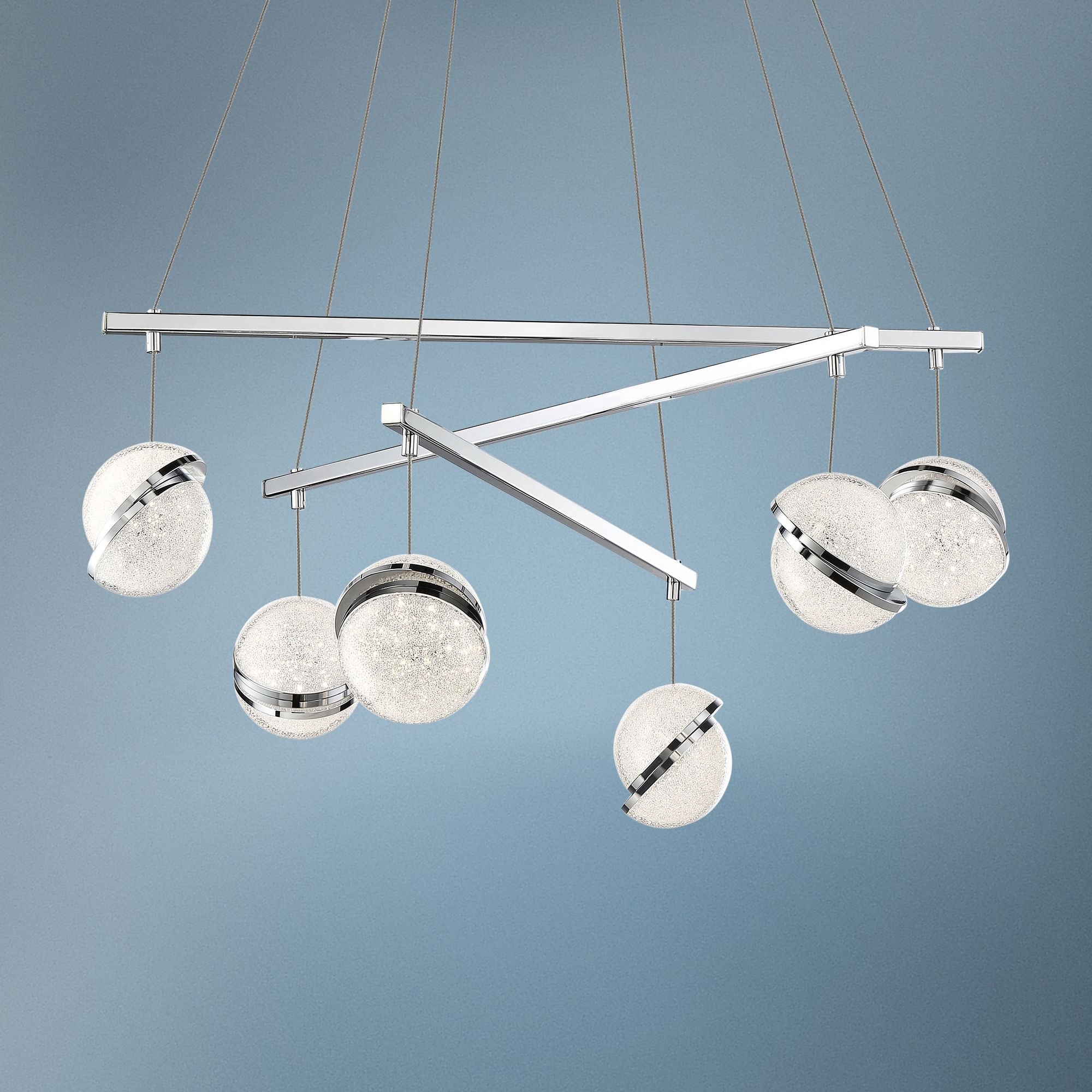 Silver Slice 29 1/2" Wide Chrome LED Multi Light Pendant