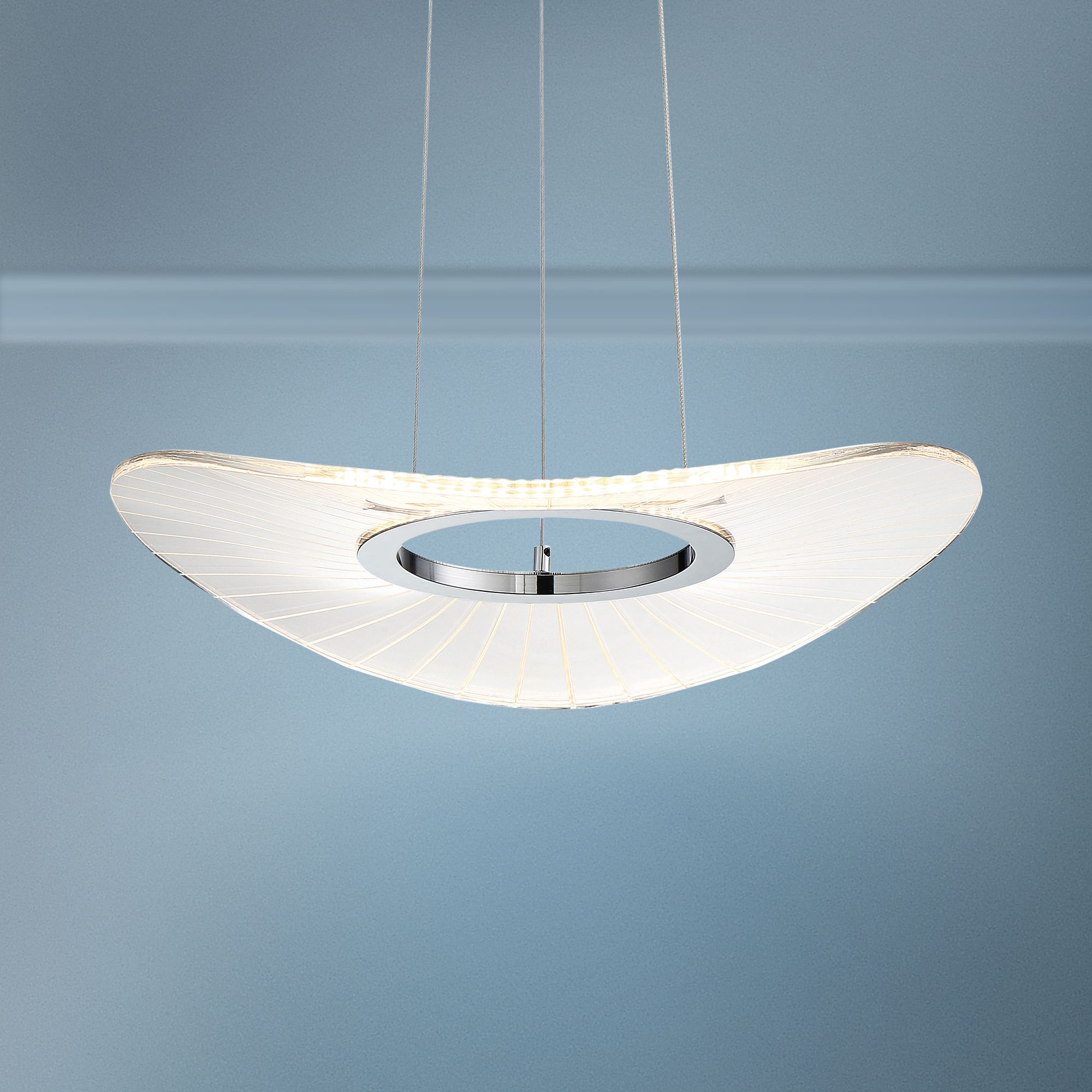 Light Ray 19 3/4" Wide Brushed Nickel LED Pendant