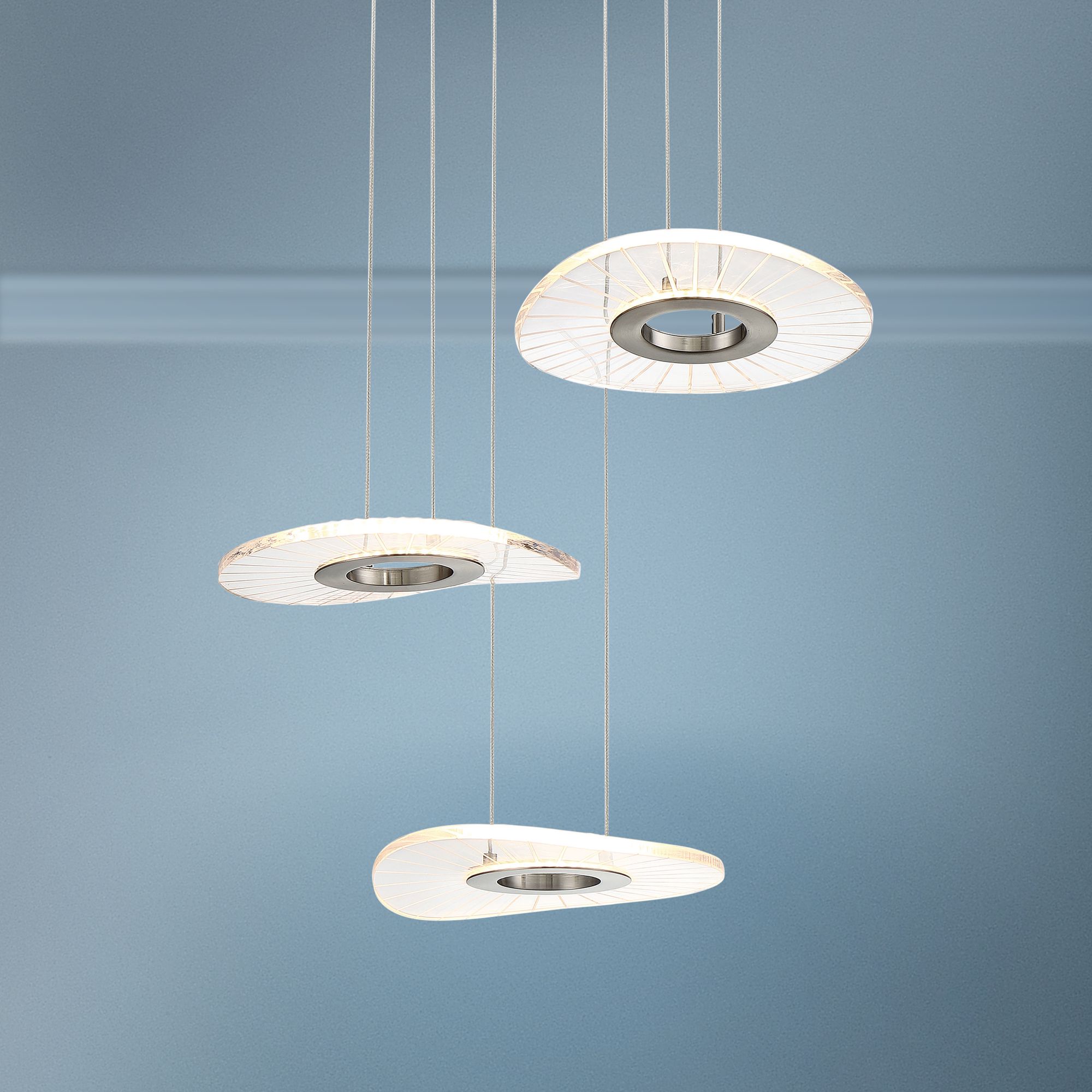 Light Ray 17" Wide Brushed Nickel LED Multi Pendant