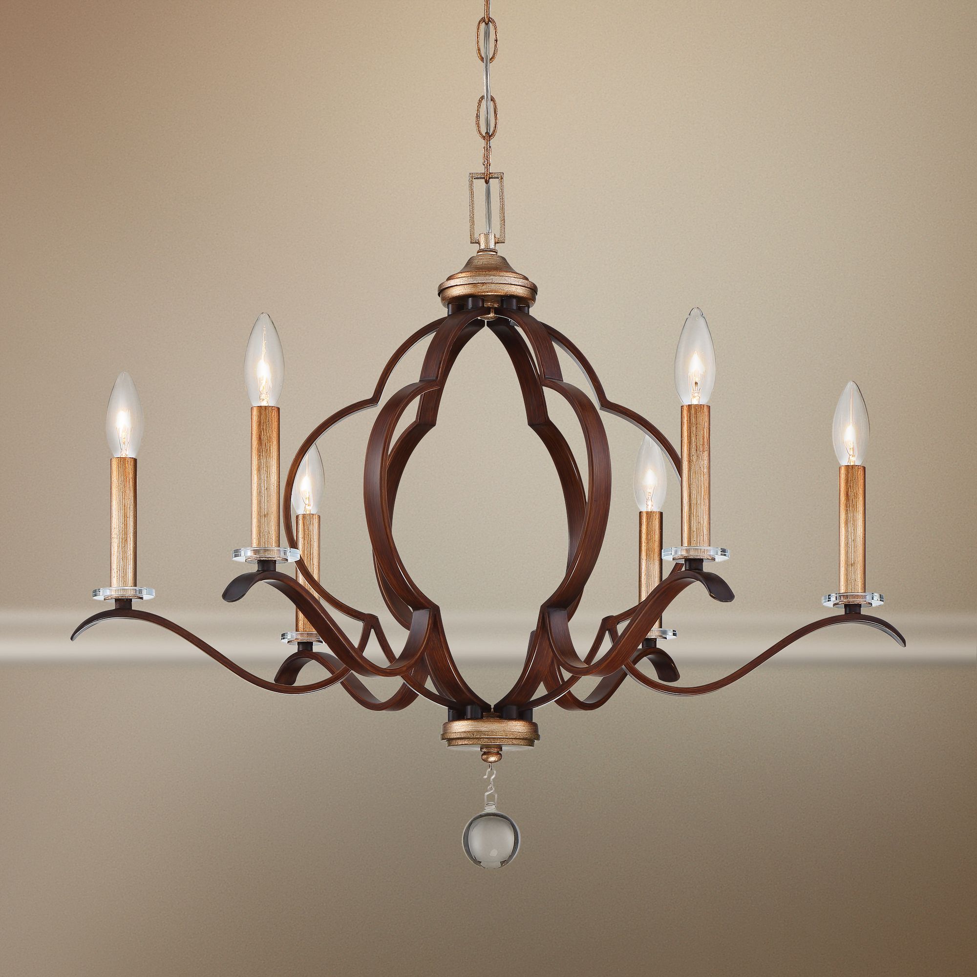 Ava Libertine 26 1/2"W Gold and Bronze 6-Light Chandelier