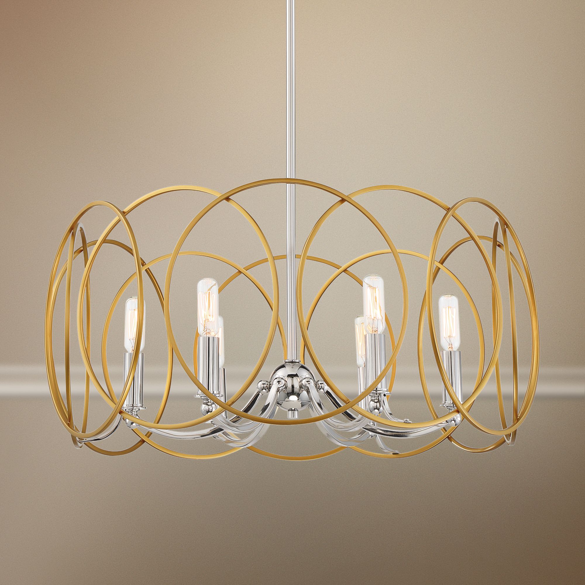 Chassell 24 3/4"W Honey Gold and Nickel 6-Light Chandelier