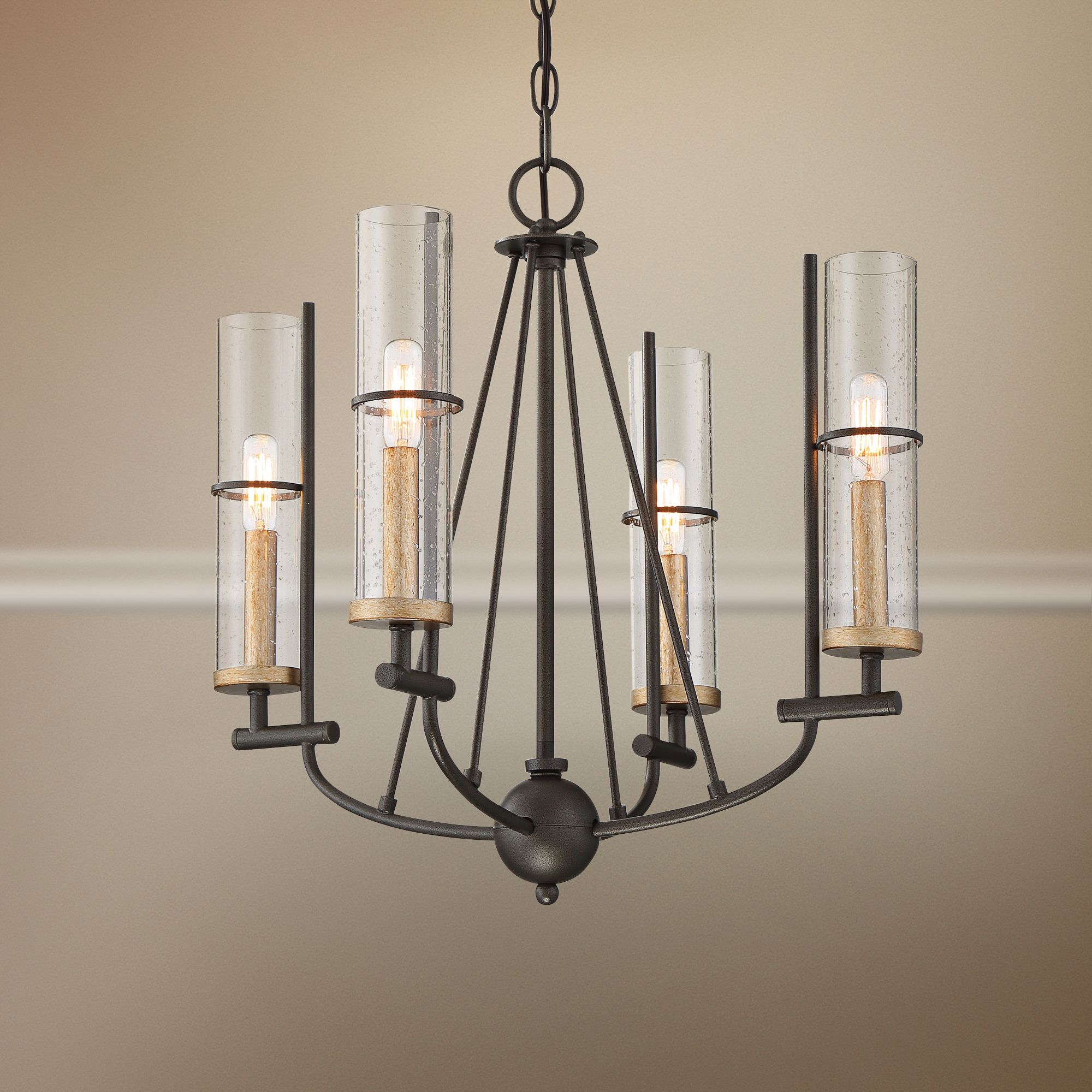 Sussex Court 20"W Smoked Iron and Gold 4-Light Chandelier